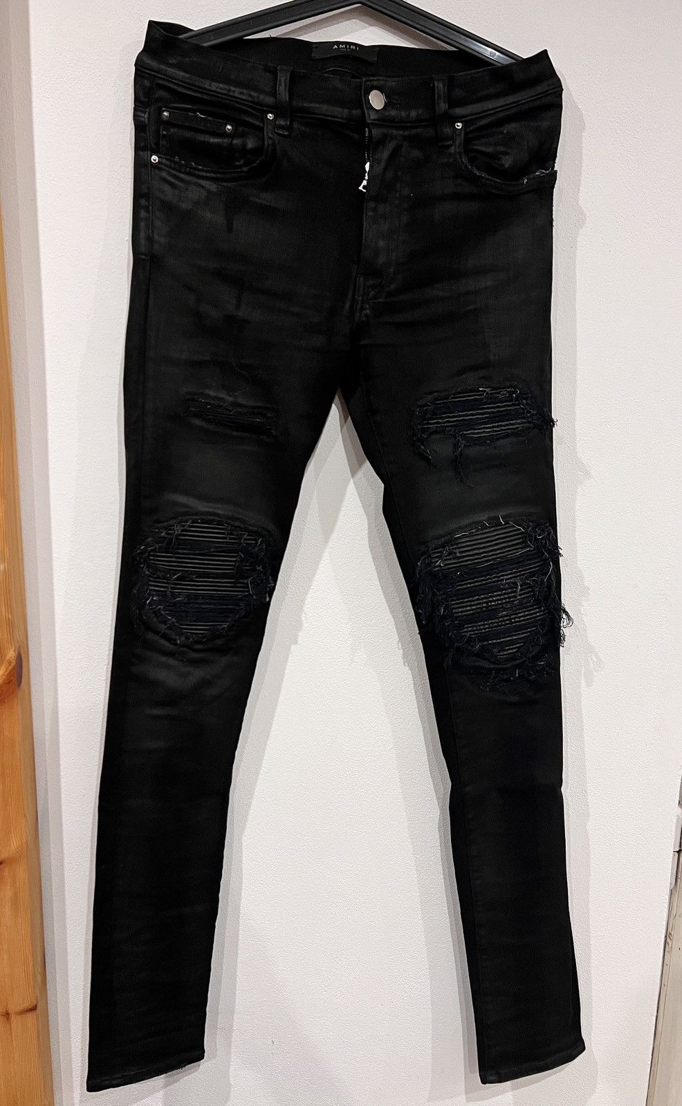 image of Amiri Mx1 Waxed Jeans in Black, Men's (Size 30)