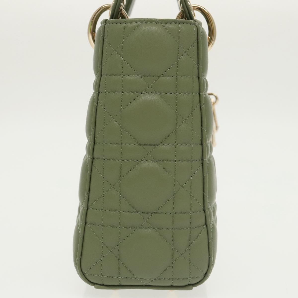 DIOR Canage Small Lady DIOR Bag Lamb Skin Green Gold
