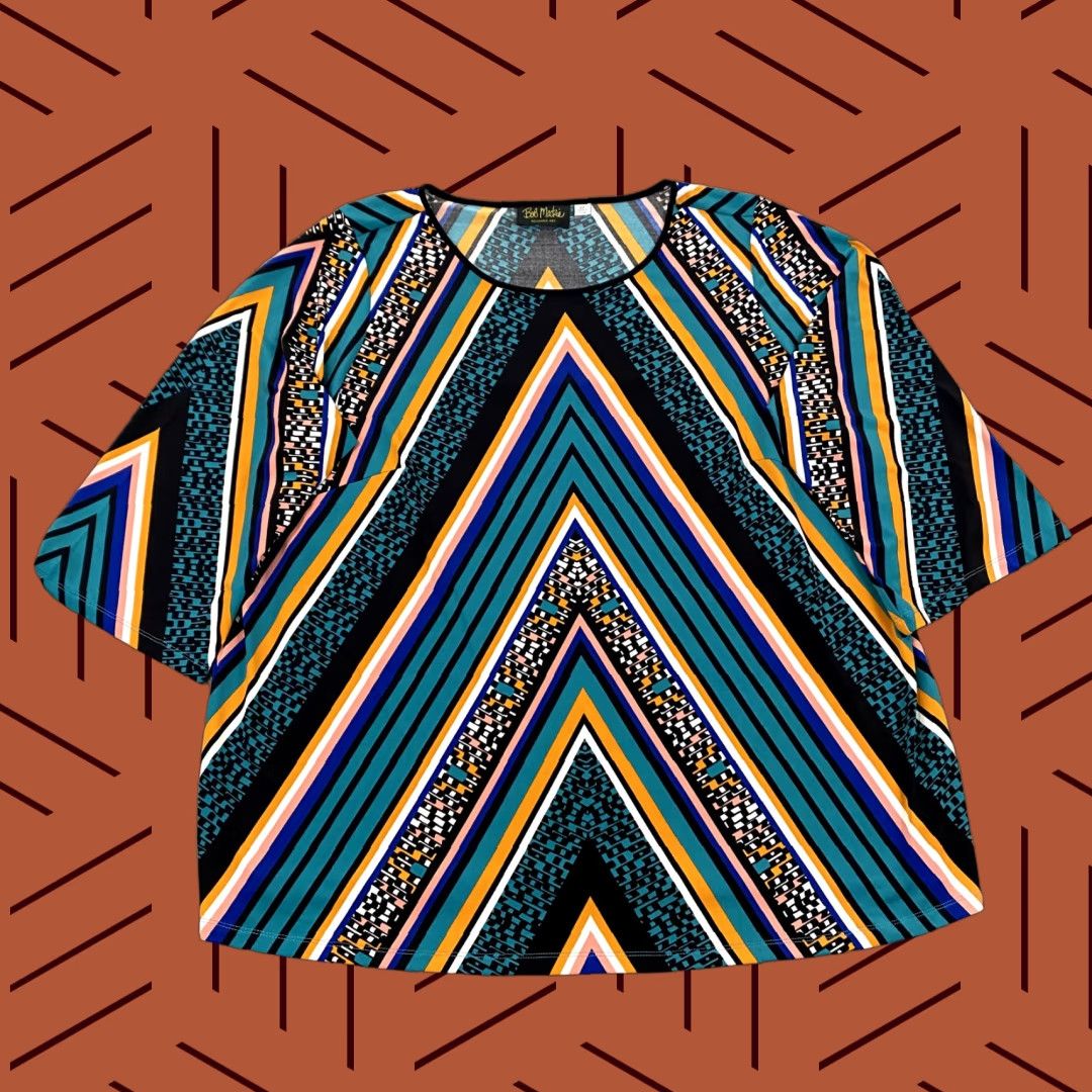 Bob Mackie BOB MACKIE Shirt Womens 2X Colorful Abstract Art-To-Wear 3/4 Sleeve Tunic Top Size XXL / US 16-18 / IT 52-54 - 1 Thumbnail