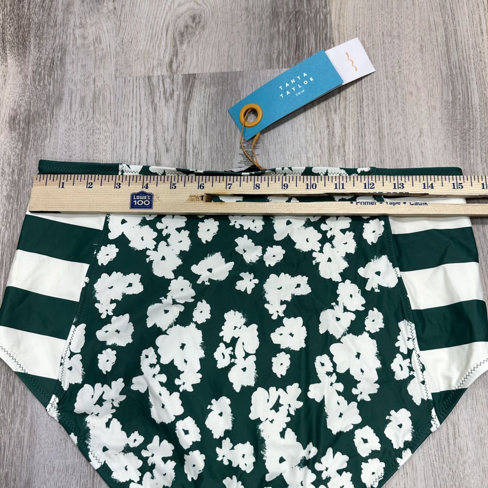 Tanya Taylor Tanya Taylor KAIA Bikini Bottom Green Floral Striped High Waist Swim 1X NWT Womens Size 40" / US 18 - 2 Thumbnail