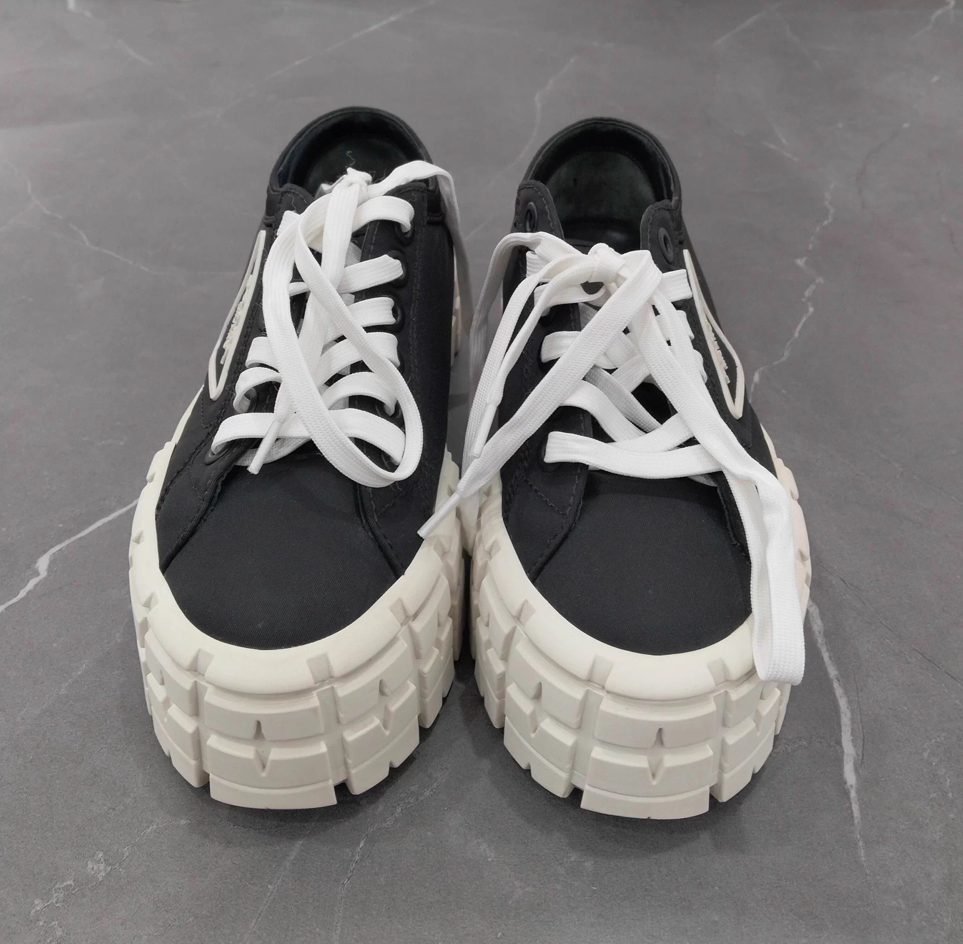 Prada Prada Black White Nylon Cracker Platform 35 Size US 4 / IT 34 - 4 Thumbnail