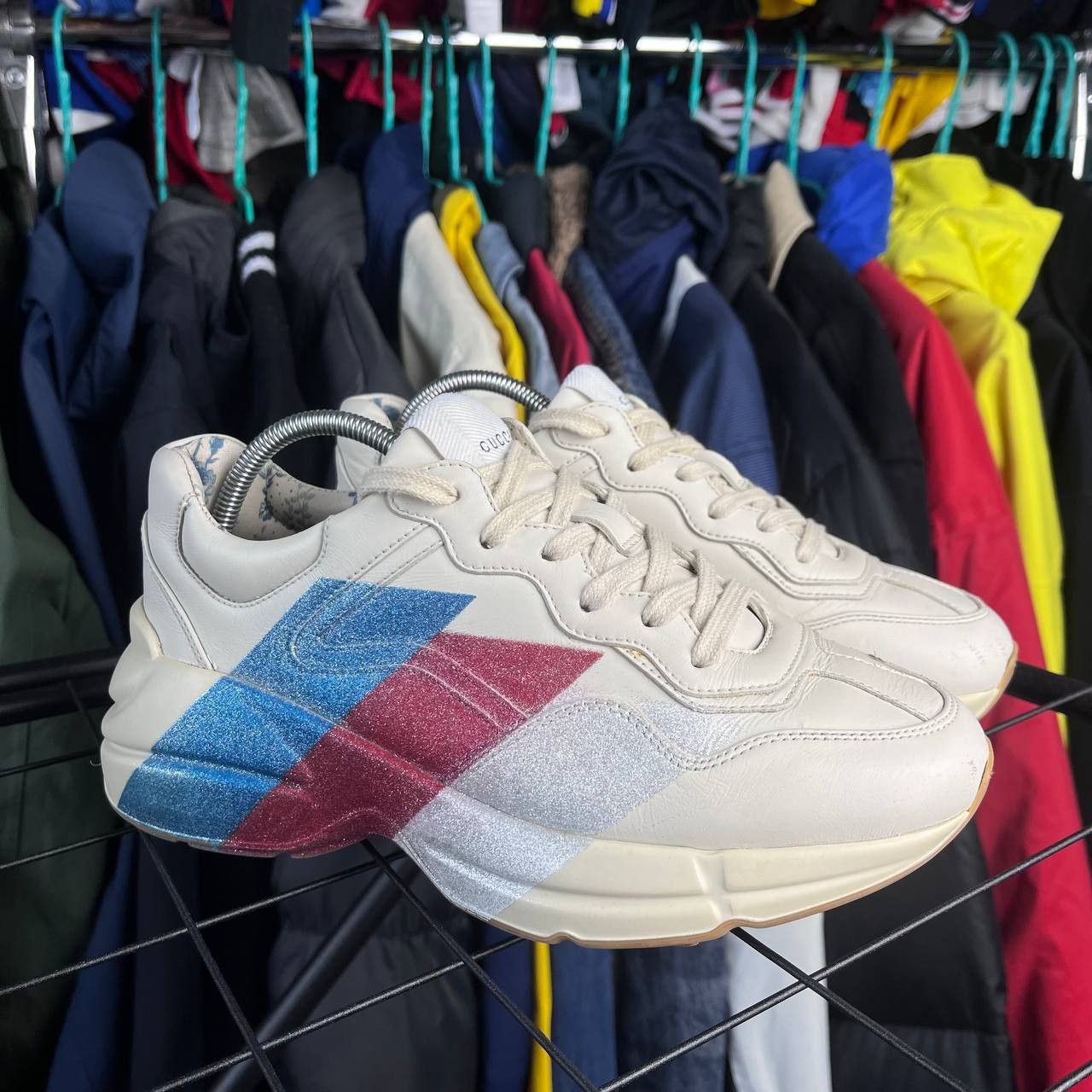 Gucci Gucci Rhyton White/Red/Blue Stripe Ivory Sneakers Size 36 Size US 6 / IT 36 - 2 Thumbnail