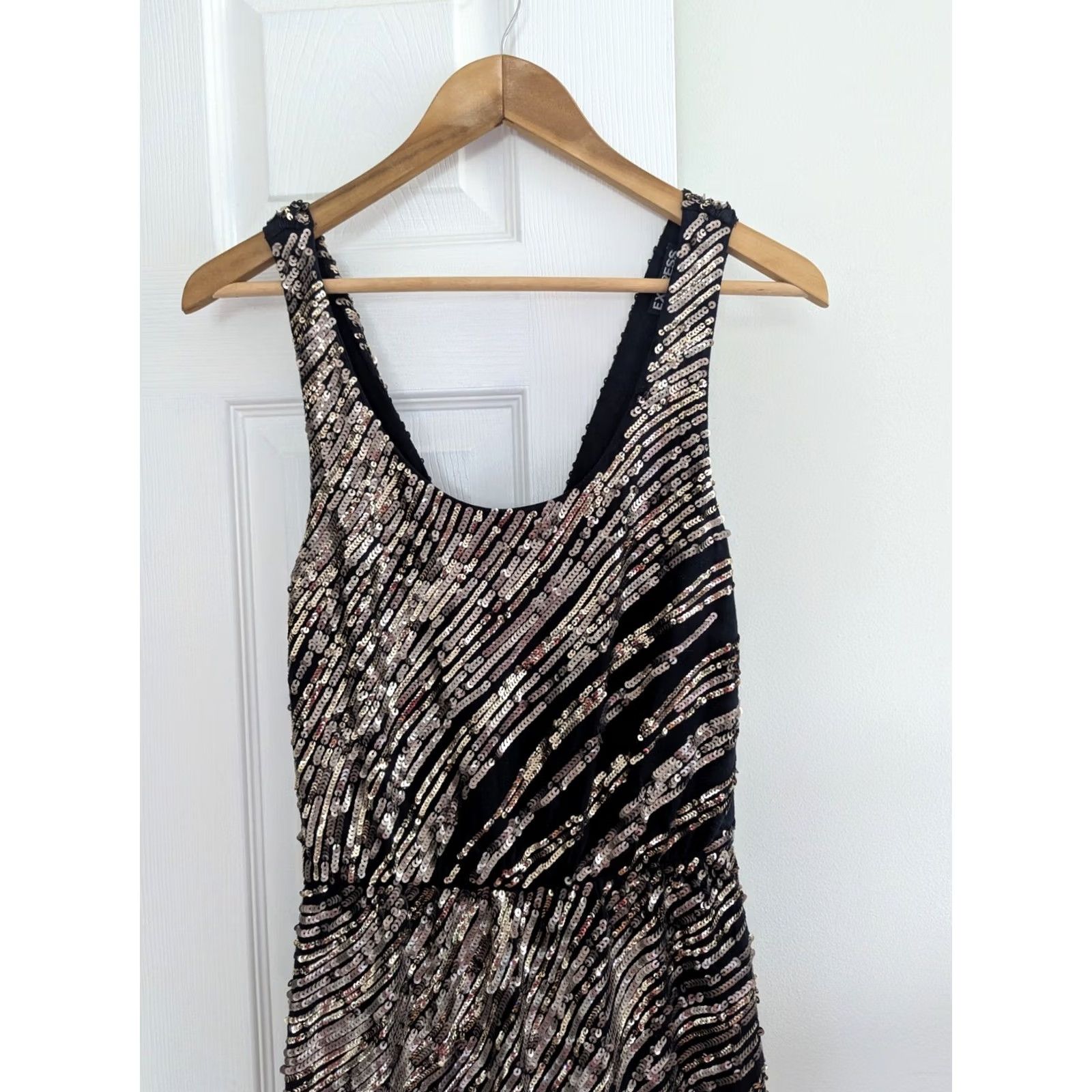 Express Express Sequin Surplice Back Mini Dress S Womens Glitter Holiday Gatsby Velvet Black Multi Color Size S / US 4 / IT 40 - 2 Thumbnail