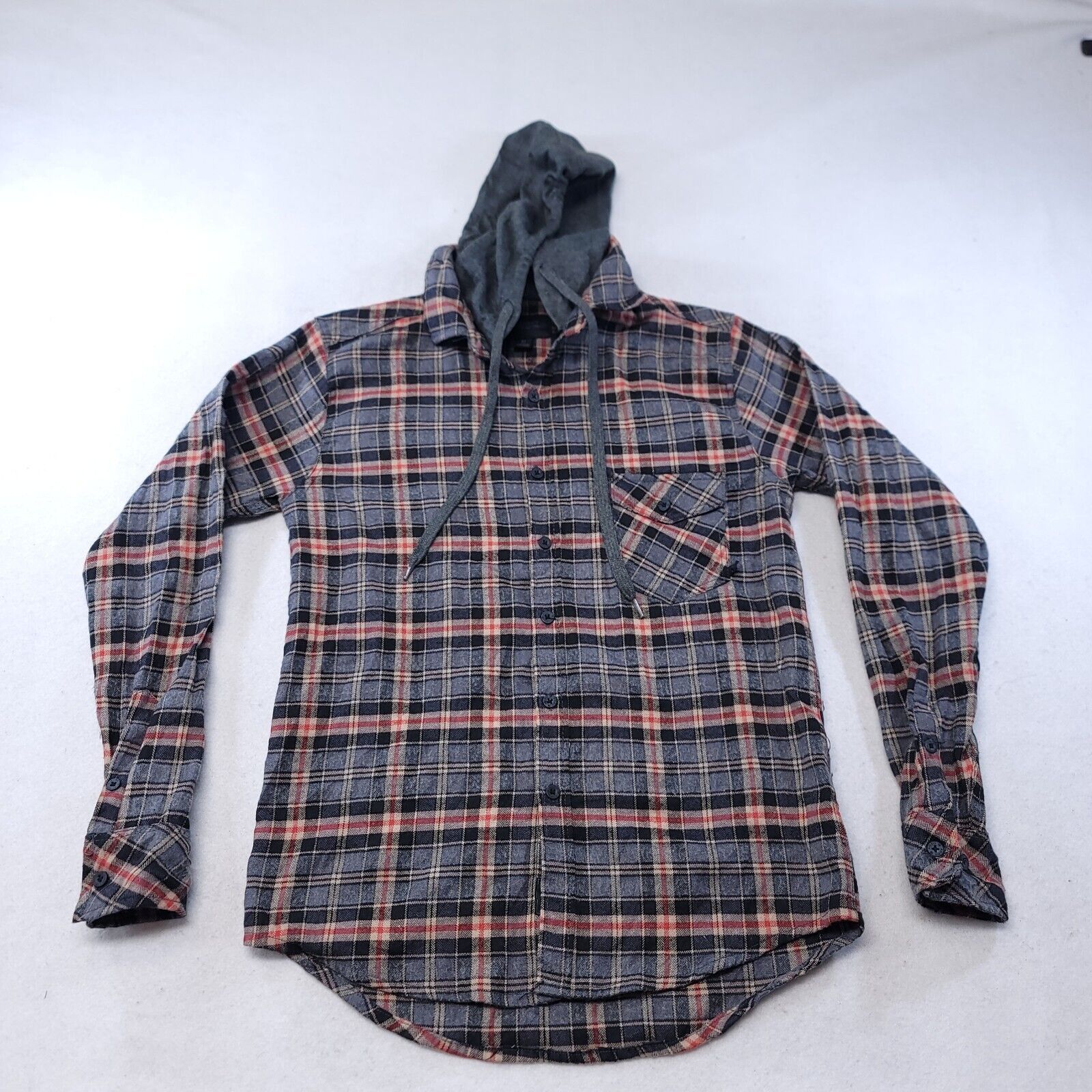 Ambig AMBIG Casual Button Up Hoodie Mens Size Medium M Gray Plaid Size US M / EU 48-50 / 2 - 2 Thumbnail