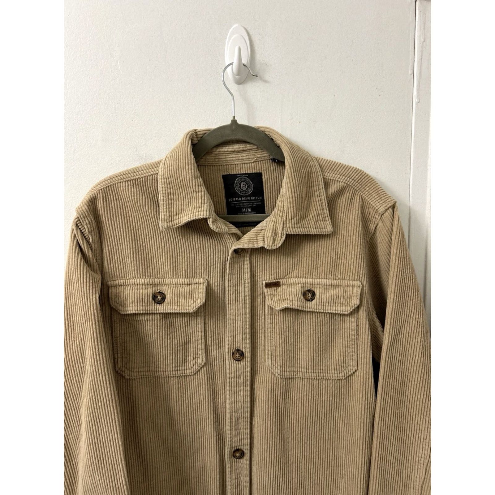 Buffalo David Bitton Buffalo David Bitton Corduroy Shirt Jacket Mens M Tan Shacket Pockets L/S Casual Military Jacket Size US M / EU 48-50 / 2 - 2 Thumbnail