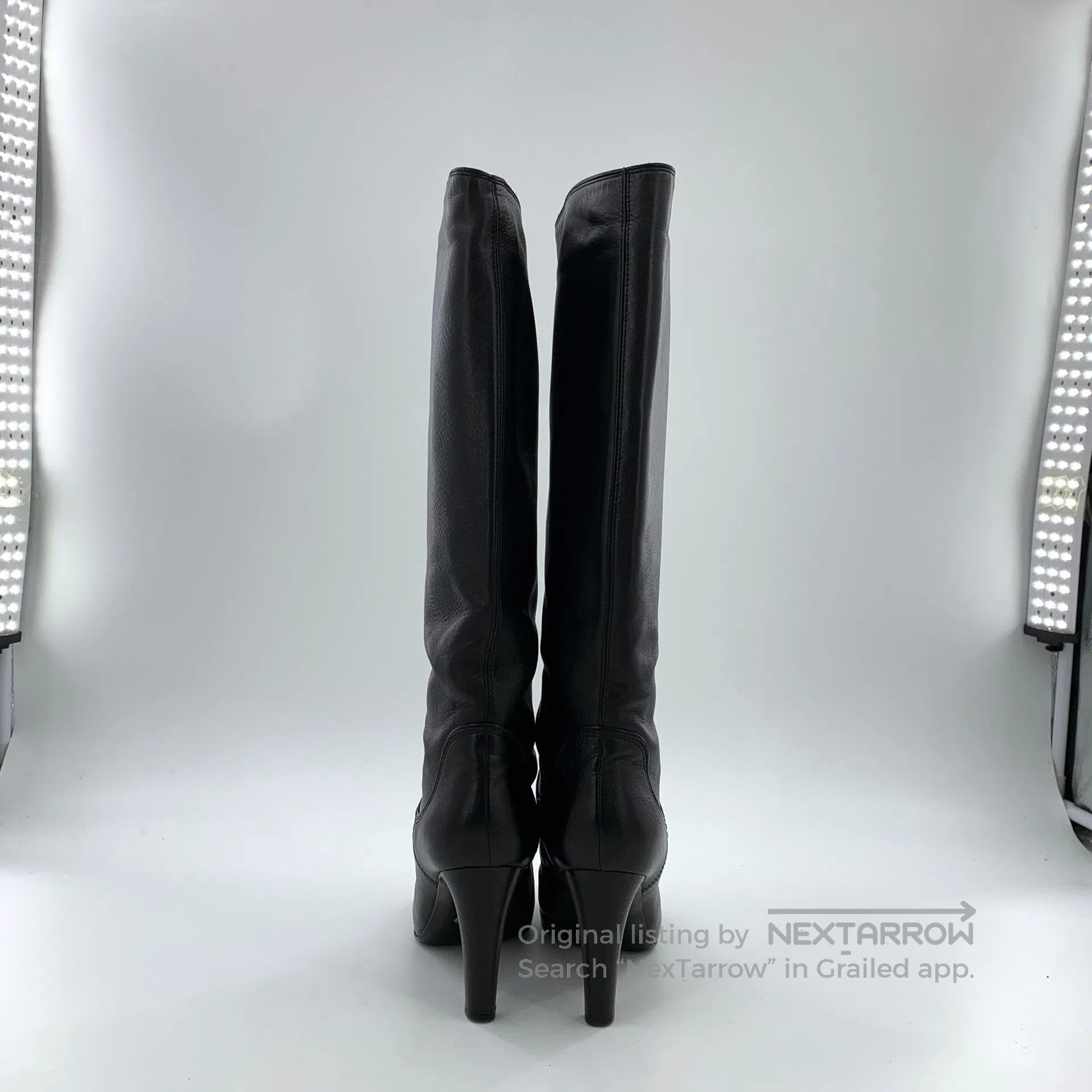 Sergio Rossi Sergio Rossi Black round toe leather fine heel high boots| Size US 5.5 / IT 35.5 - 4 Thumbnail