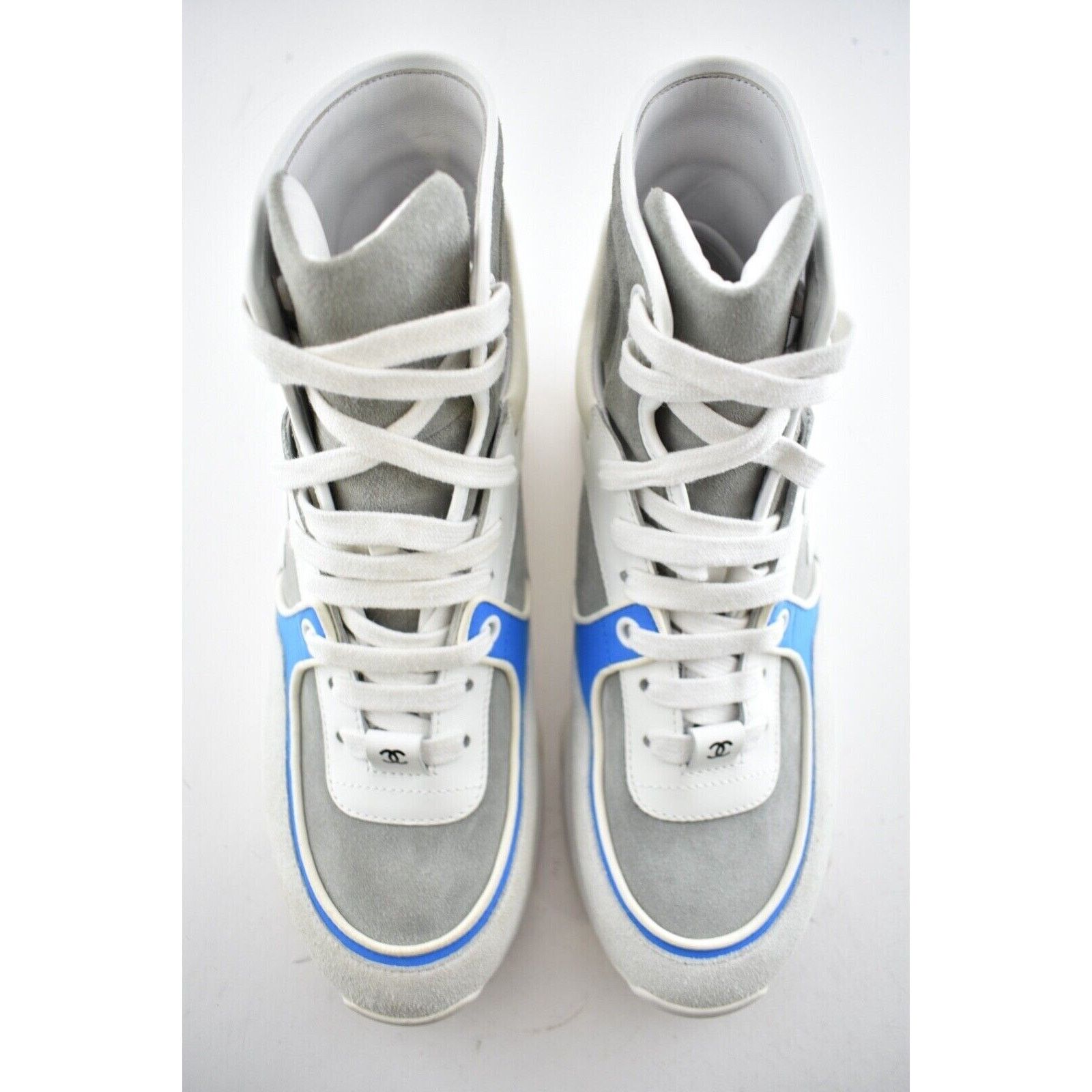 Chanel 18P CC Logo Lace Up Tie Flat Trainer High Top Sneaker 38 Size US 8 / IT 38 - 15 Thumbnail