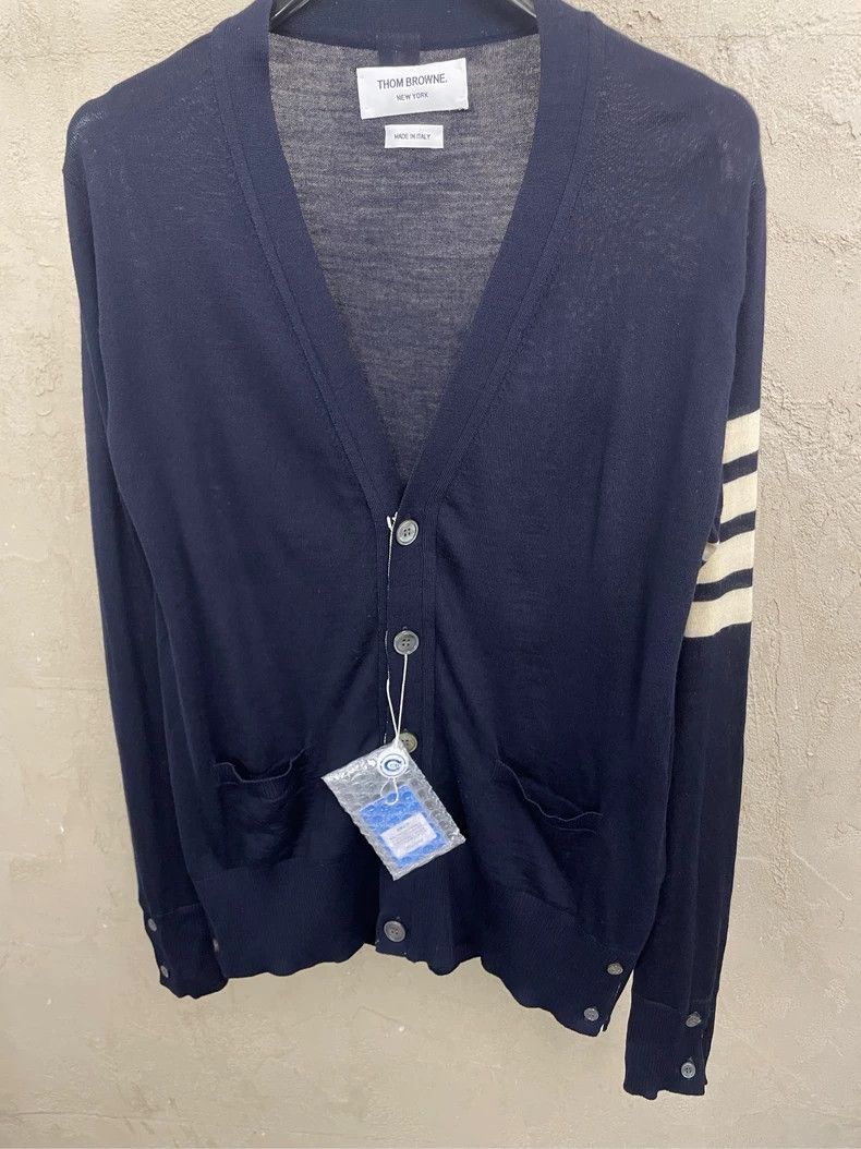 Thom Browne Thom browne Dark blue four-striped wool cardigan jacket 250 Size US S / EU 44-46 / 1 - 3 Thumbnail