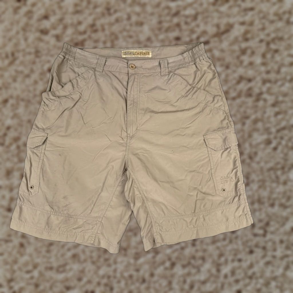 Vintage Cabela's Women's Cargo Shorts Large Beige Nylon Casual Hiking Camp Travel 36x9 Size 36" / US 14 / IT 50 - 1 Thumbnail