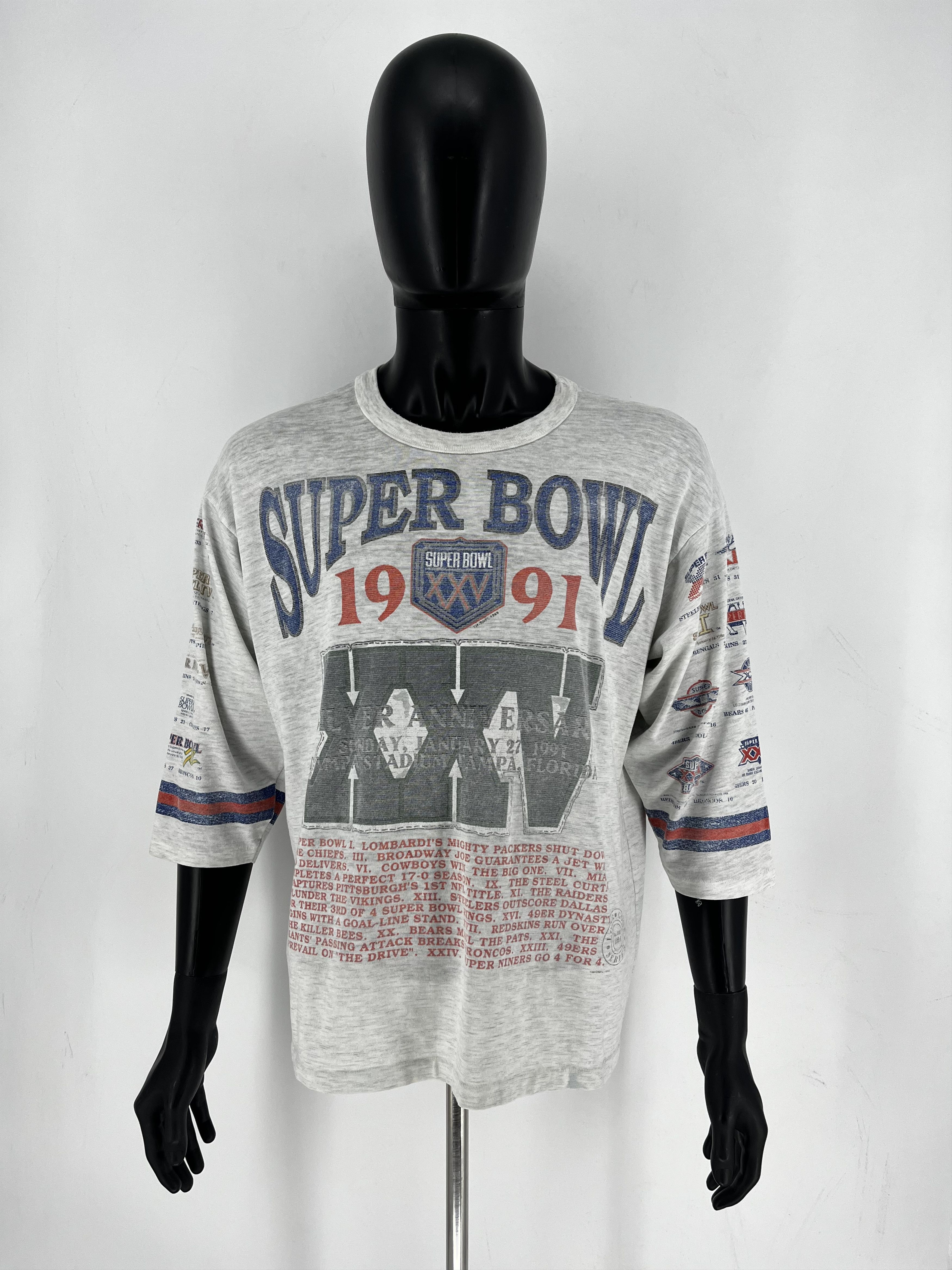 NFL Vintage 90s Super Bowl XXV 1991 Tee XL Long Gone USA 3/4 Size US XL / EU 56 / 4 - 3 Thumbnail