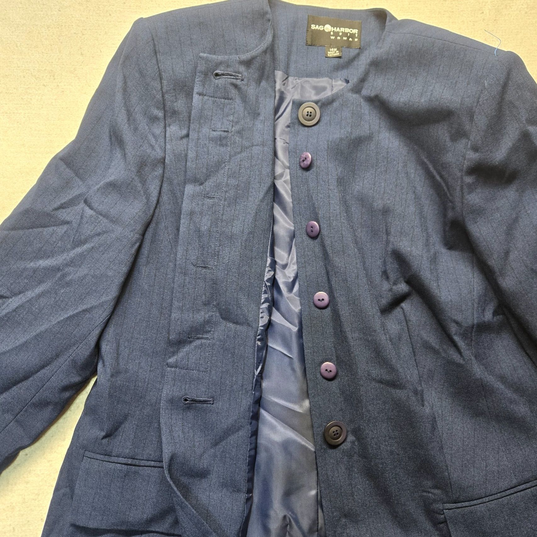 Vintage NEW SAG HARBOR Blue Long Sleeve Dress Suit Jacket Adult Women's 14w NEW Size XL / US 12-14 / IT 48-50 - 4 Thumbnail