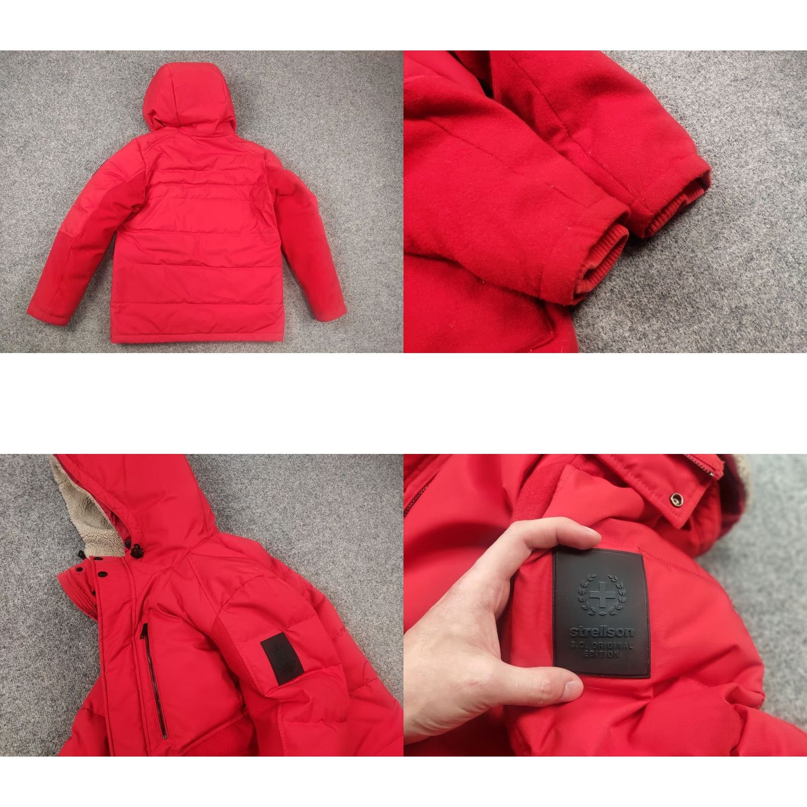 Vintage Strellson Anniversary Edition red jacket Mens Winter down fur hooded PP Size US M / EU 48-50 / 2 - 9 Thumbnail