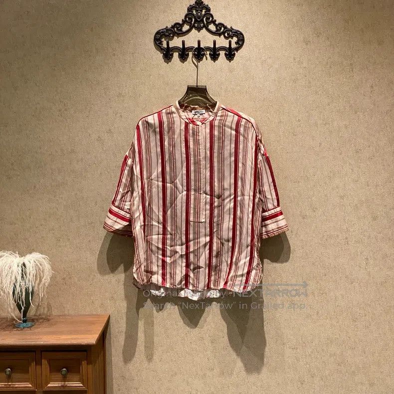 Loro Piana Loro Piana Red Brown Striped Silk Shirt Skirt Set Size L / US 10 / IT 46 - 2 Thumbnail