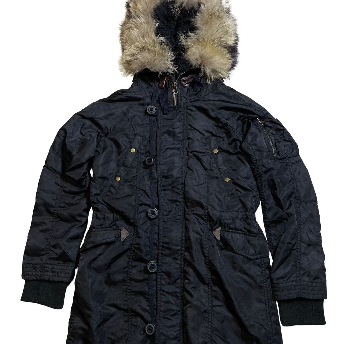 If Six Was Nine × Le Grande Bleu (L.G.B.) Rare G.O.A Racoon Fur Black Parka Jacket Early 00s Size US M / EU 48-50 / 2 - 7 Thumbnail