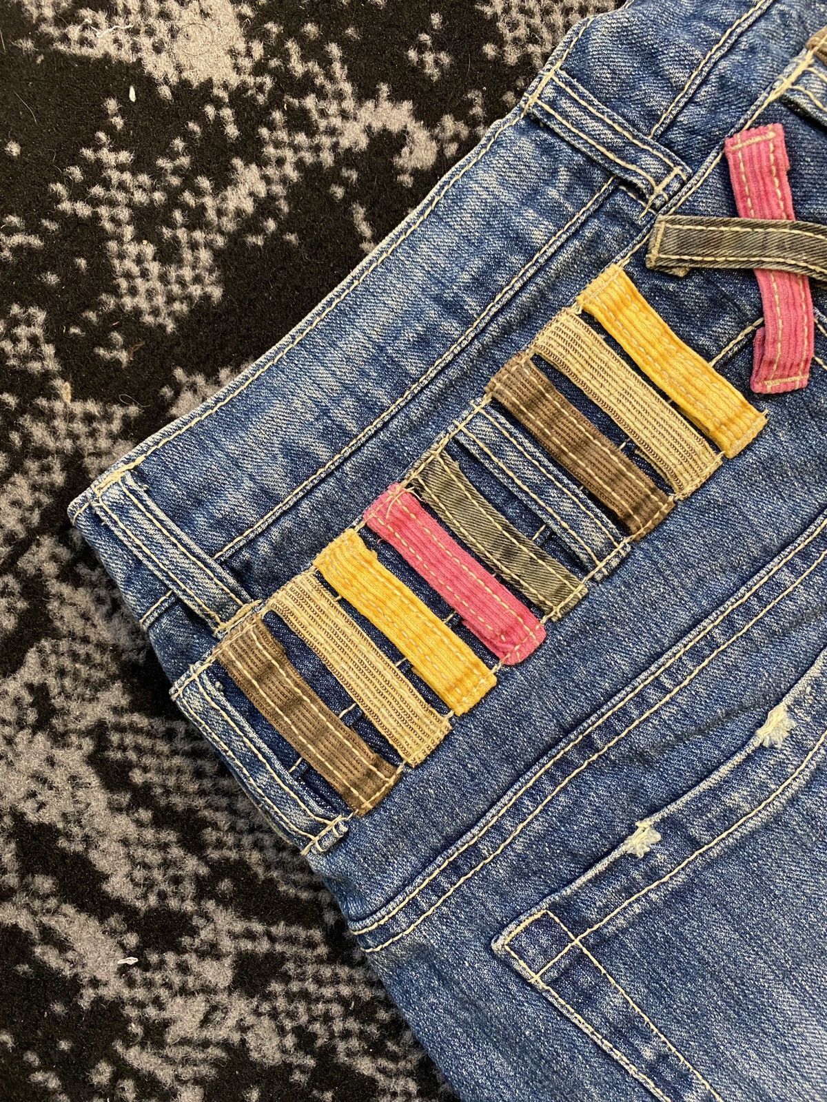 Japanese Brand Sky Bomber Japanese Archive Nylaus Double Waist Denim Size US 30 / EU 46 - 9 Thumbnail