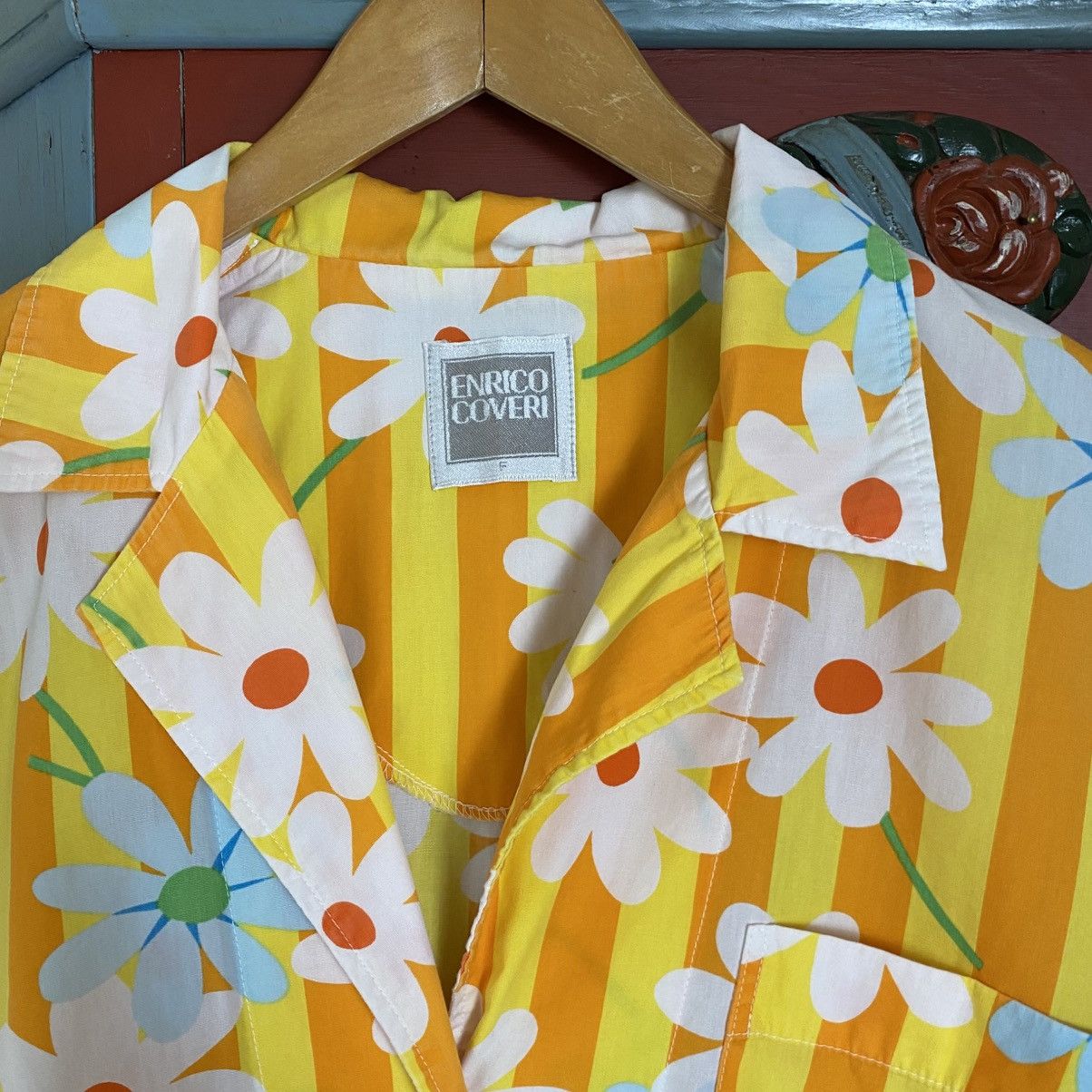 Enrico Coveri Enrico Coveri Yellow Daisy Stripe Pajama Shirt Size L / US 10 / IT 46 - 5 Thumbnail