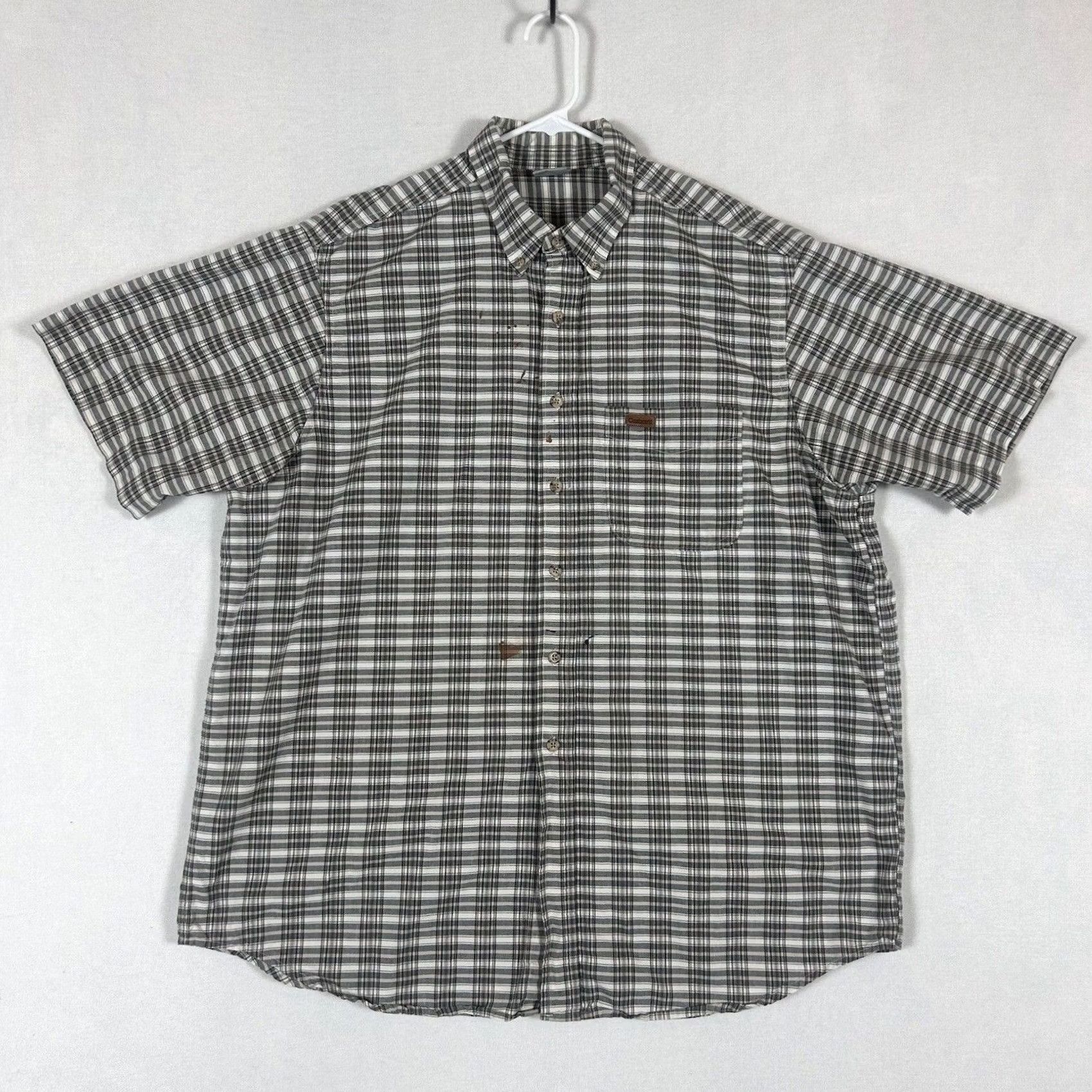 Carhartt Carhartt Mens Paint Stained Plaid Button Up Shirt 2XL Short Sleeve Workwear Tan Regular Size Thick Cotton Button-Down Collar Mens Size US XXL / EU 58 / 5 - 2 Thumbnail