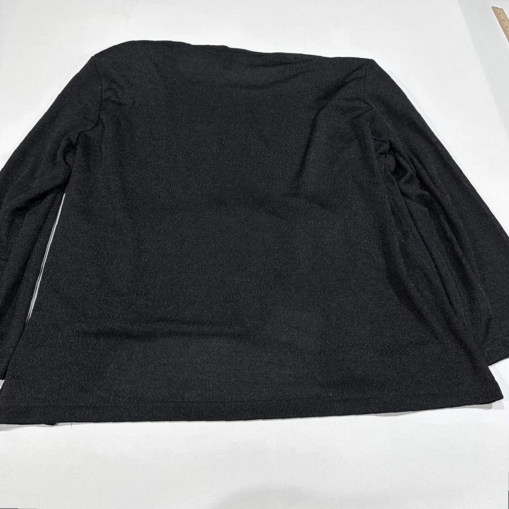 Vintage St Anthony Knits Blouse Plus 24W Black Tunic Long Sleeve Buckle Stretch Layered Shirt Women's Size 4XL / US 24-26 - 6 Thumbnail