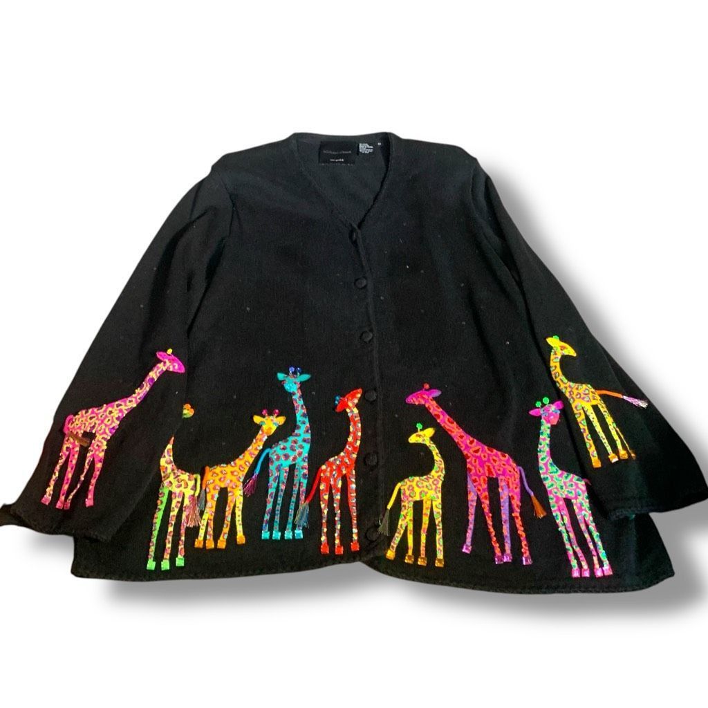 Vintage Vintage Michael Simon Embroidered Cardigan Sweater Black Col Size 4XL / US 24-26 - 6 Thumbnail