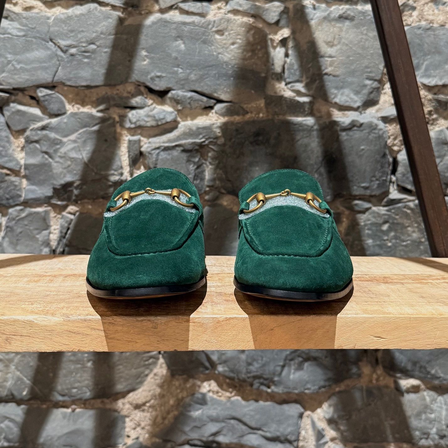 Gucci Gucci Green Suede Jordaan Horsebit Accent Loafers Size US 11 / EU 44 - 3 Thumbnail