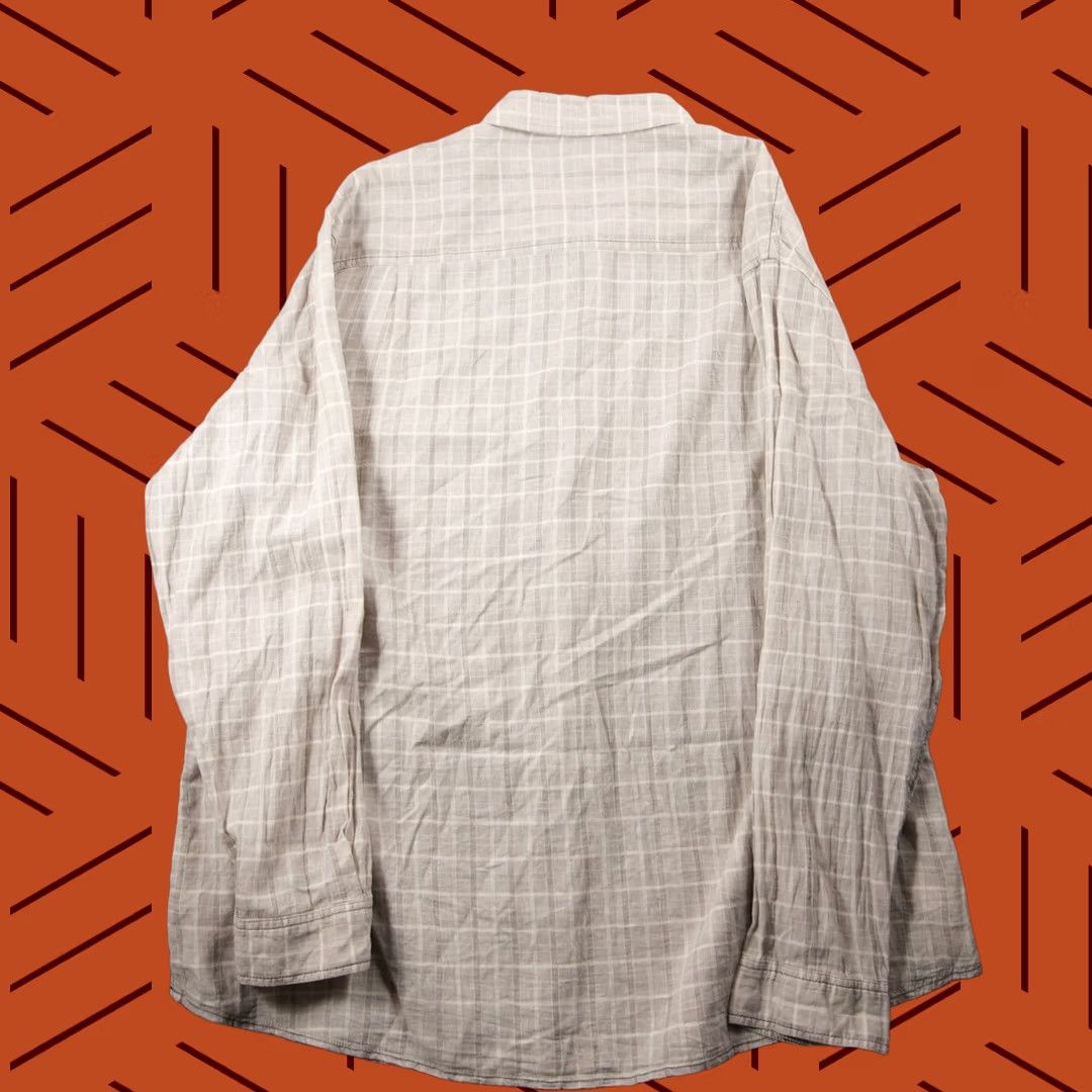 Carbon 2 Cobalt Long Sleeve Shirt Mens Xxlt Tall Gray Linen Cotton Grid Vacation Beach Casual, Men's