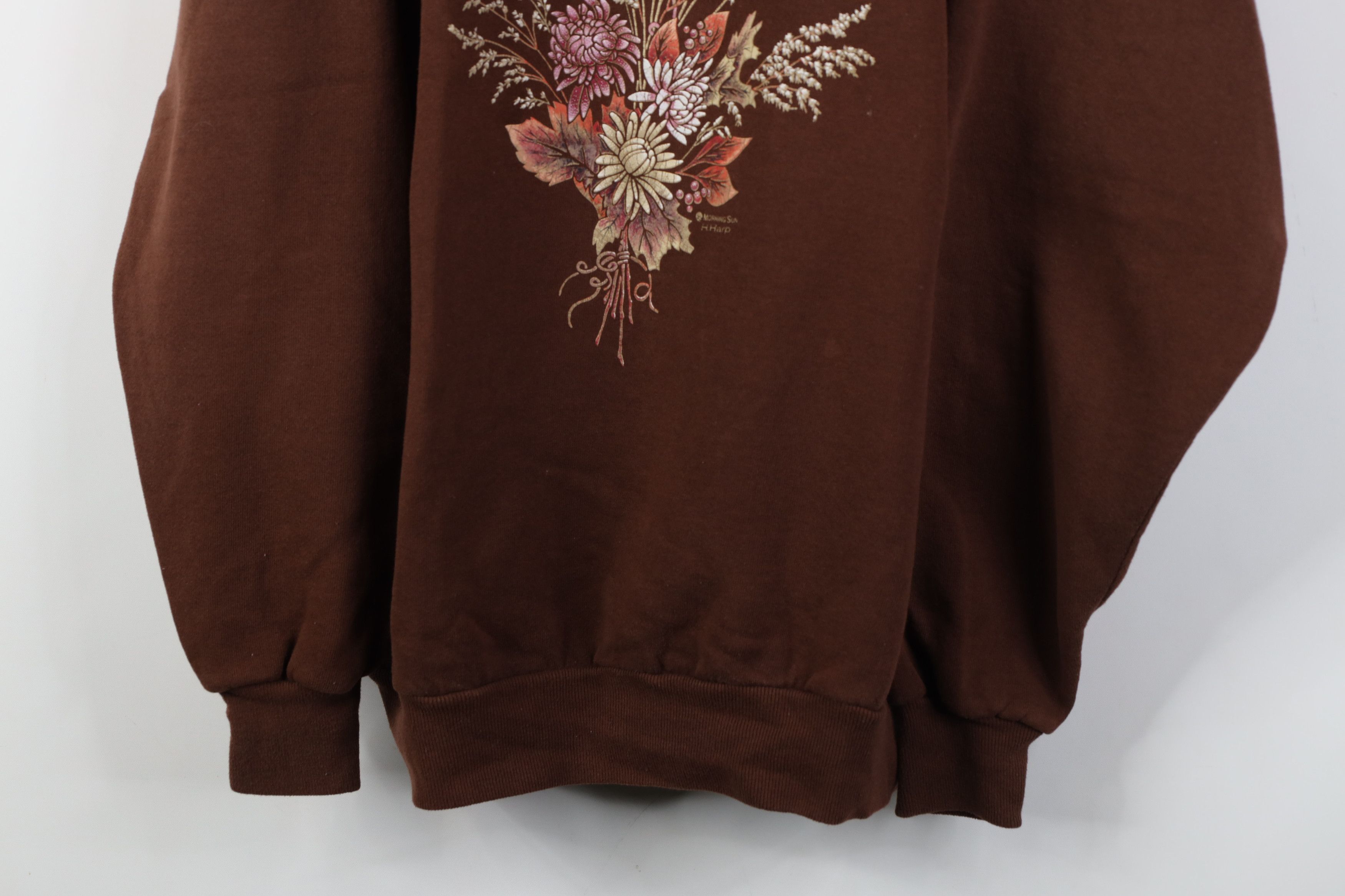 Vintage Vintage 90s Streetwear Nature Mouse Flower Sweatshirt Brown Size XL / US 12-14 / IT 48-50 - 3 Thumbnail
