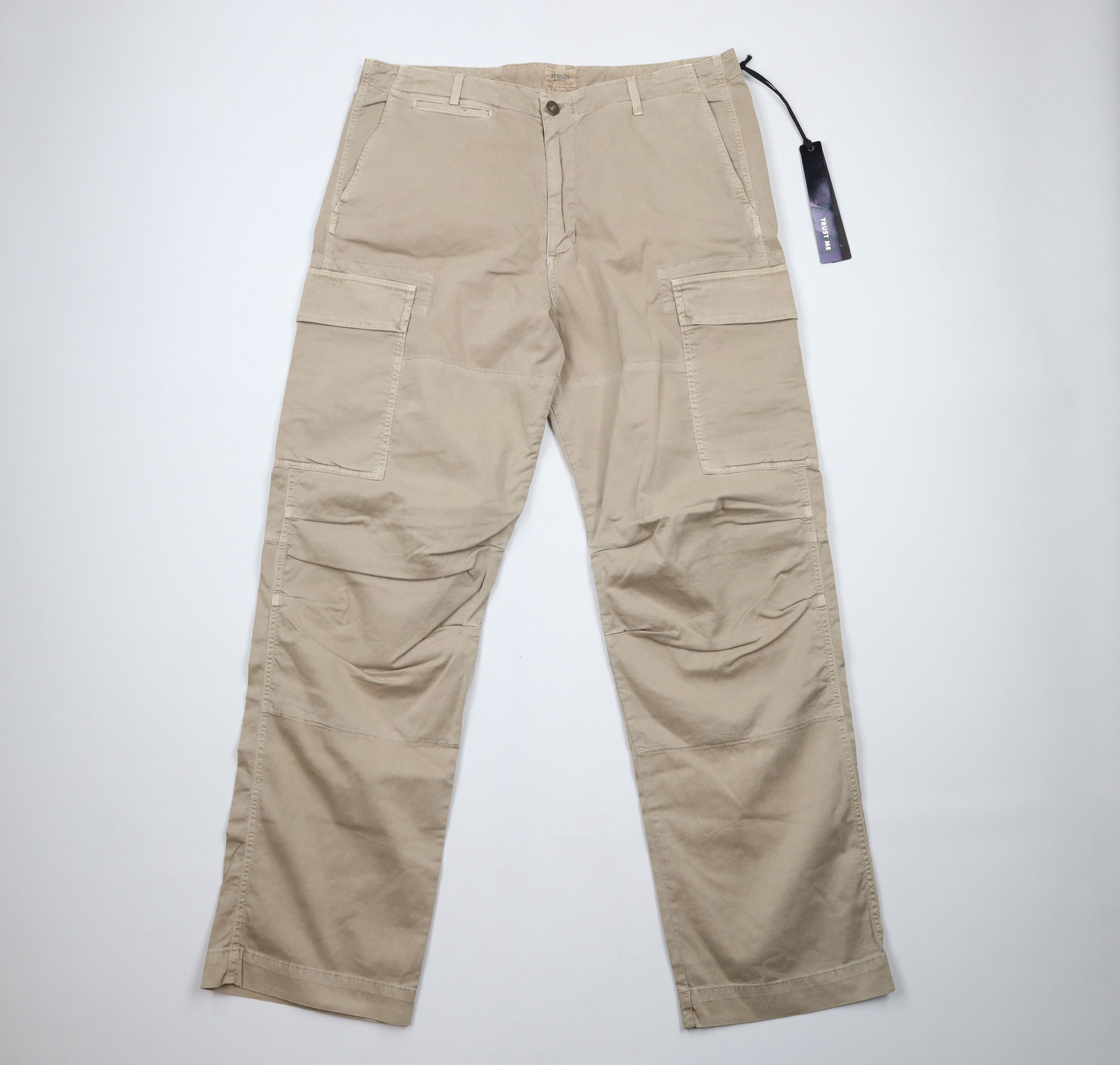 image of Vintage New Hudson Jeans Dye Combat Relax Straight Leg Cargo Pants in Beige, Men's (Size 38)