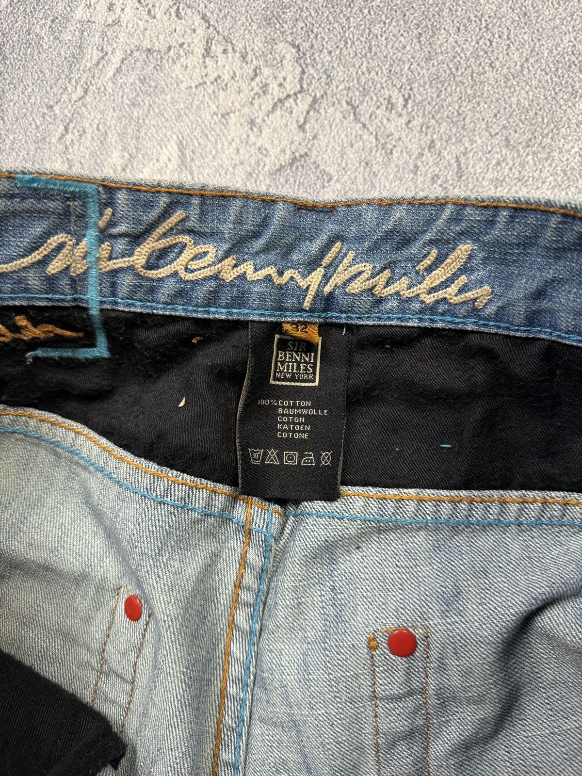 Other Sir Benni Miles Chain Pattern Stitch Washed Jeans Baggy Y2K Size US 32 / EU 48 - 17 Thumbnail