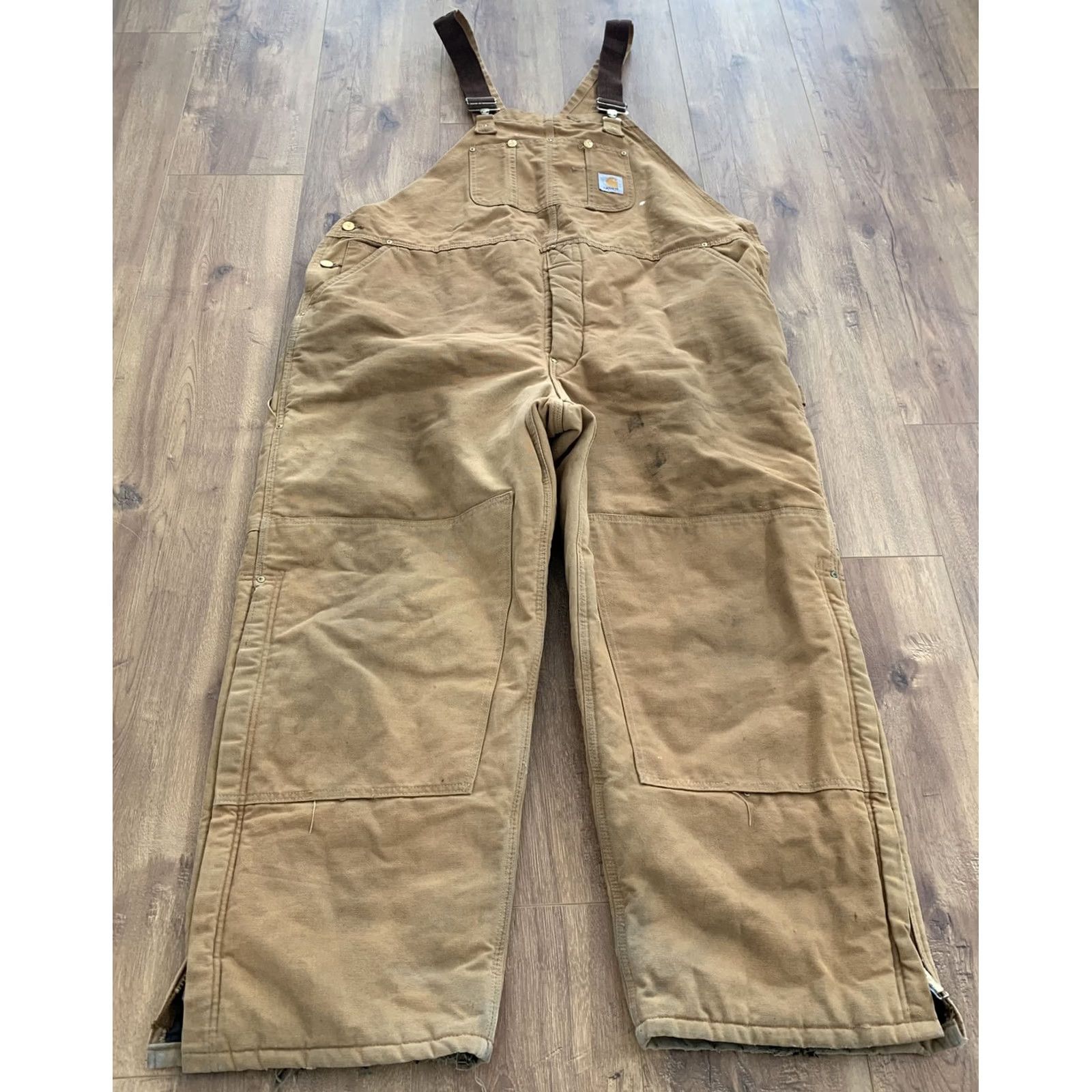 Carhartt VINTAGE Carhartt Brown Canvas Work Farm Hipster Bib Overalls Men 50x28 Insulated Jeans Archives? Size US 34 / EU 50 - 2 Thumbnail