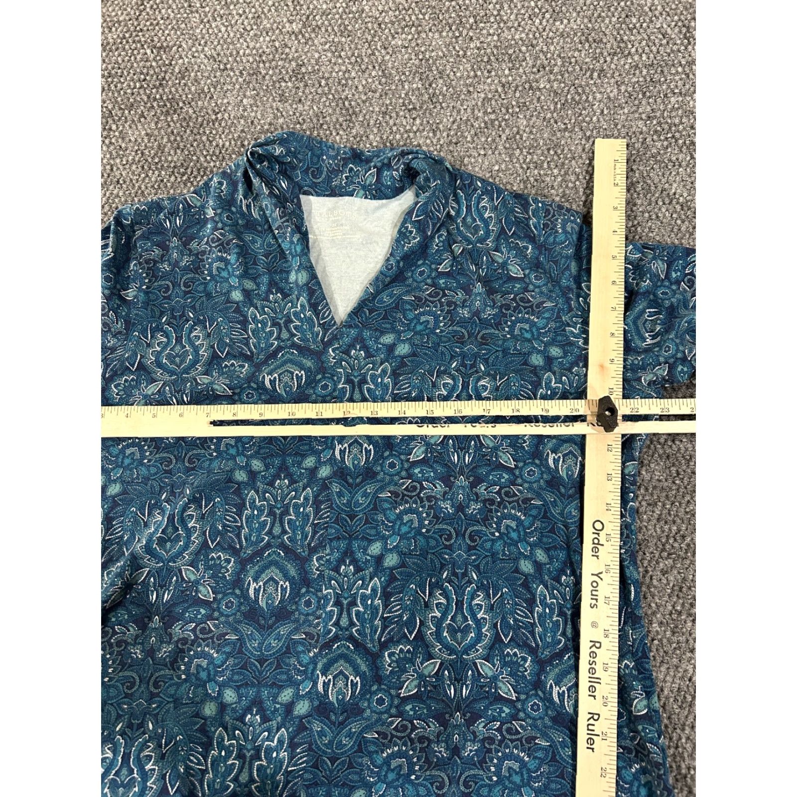 Talbots Talbots Blouse Womens 2X Blue Paisley V-Neck Stretch Casual Long Sleeve Cotton Modal Spandex Down-Blend Regular Size XXL / US 16-18 / IT 52-54 - 4 Thumbnail