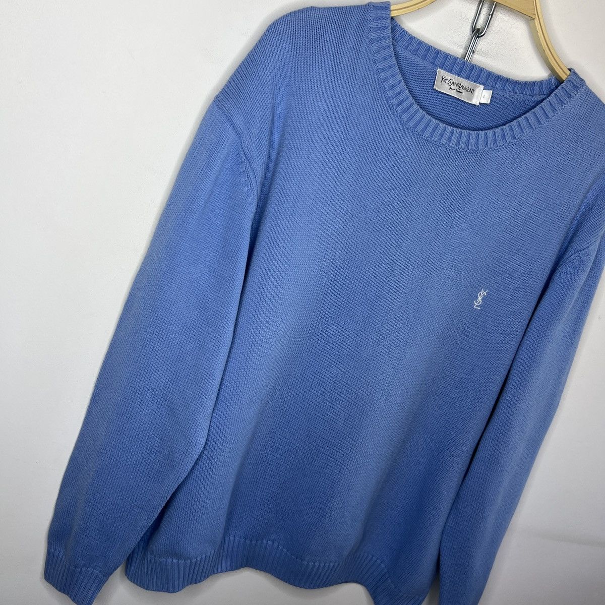 Yves Saint Laurent Vintage Yves Saint Laurent blue basic sweater YSL Size US L / EU 52-54 / 3 - 3 Thumbnail