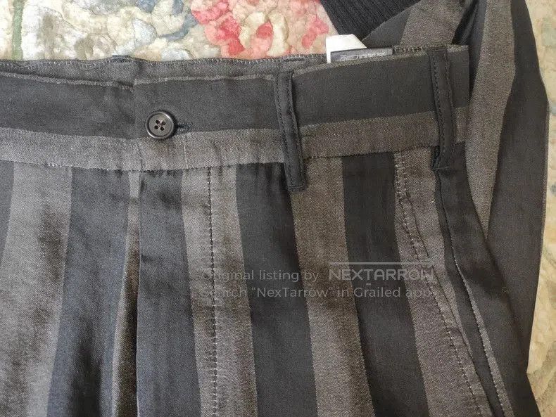 Ann Demeulemeester ANN DEMEULEMEESTER Gray Striped Cropped Pants. Size US 34 / EU 50 - 2 Thumbnail