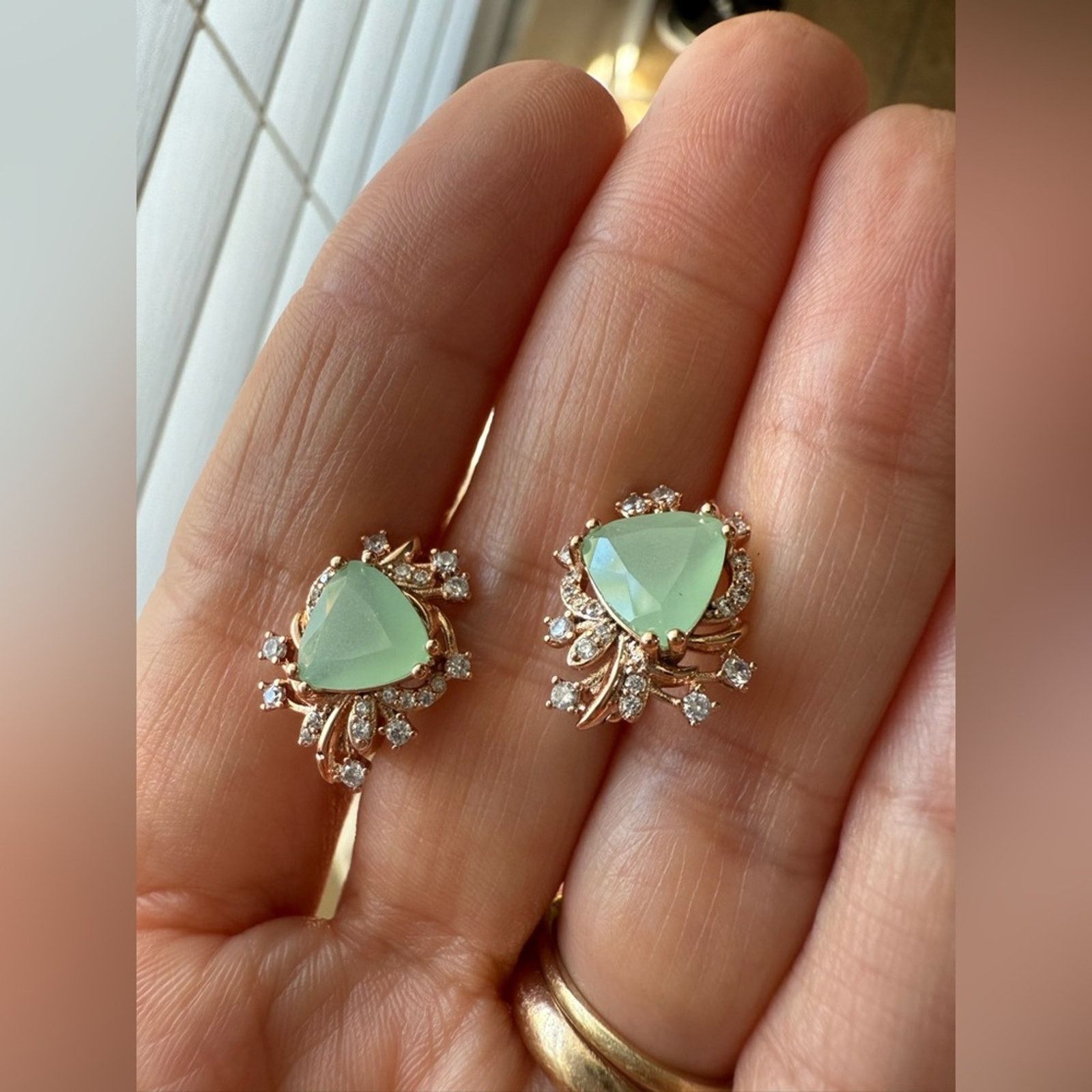 Other 585 Rose Gold Color Green Natural Zircon Drop Earrings Size ONE SIZE - 3 Thumbnail
