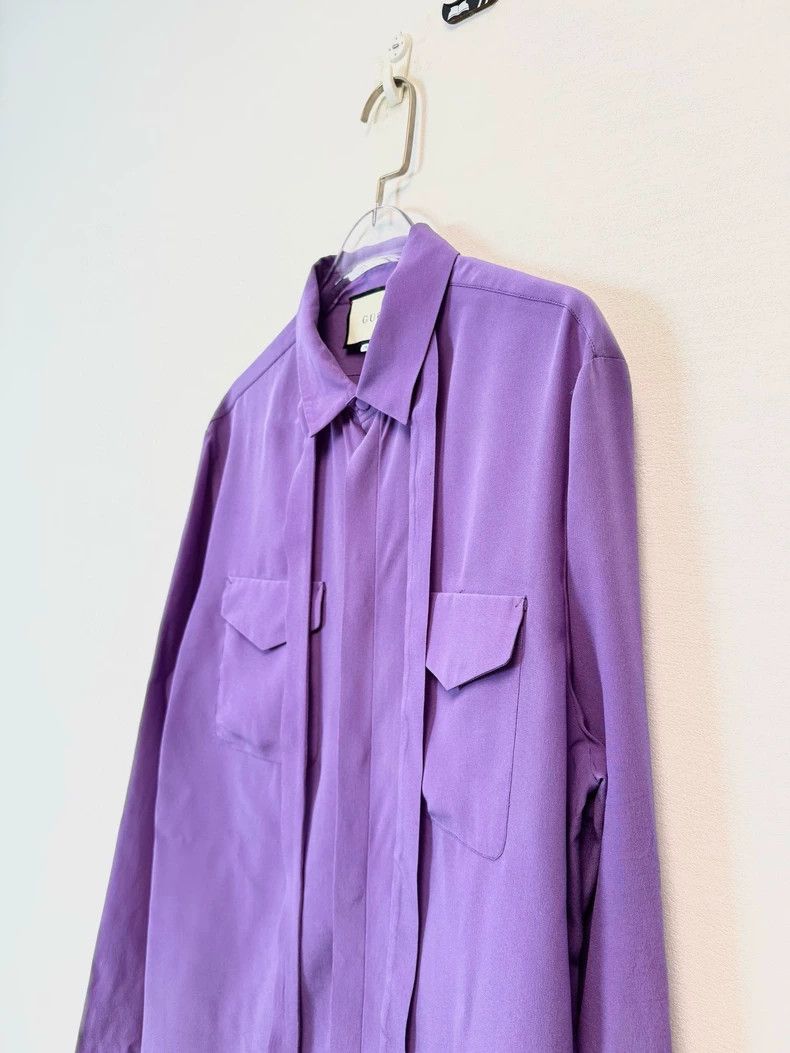 Gucci Gucci Size15 Purple solid color silk ribbon double pocket s Size XS / US 0-2 / IT 36-38 - 3 Thumbnail