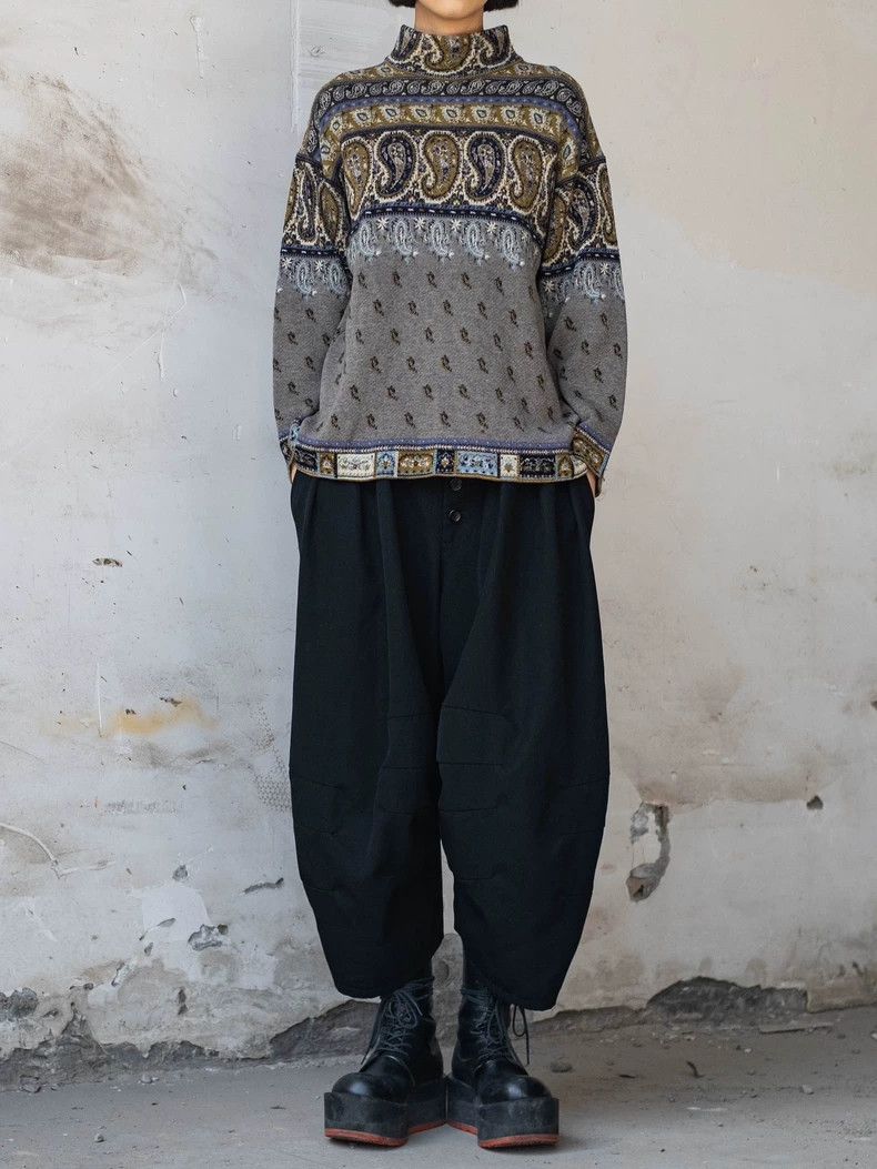 Kenzo KENZO Ethnic waistnut flower gray knit sweater Size M / US 6-8 / IT 42-44 - 2 Thumbnail
