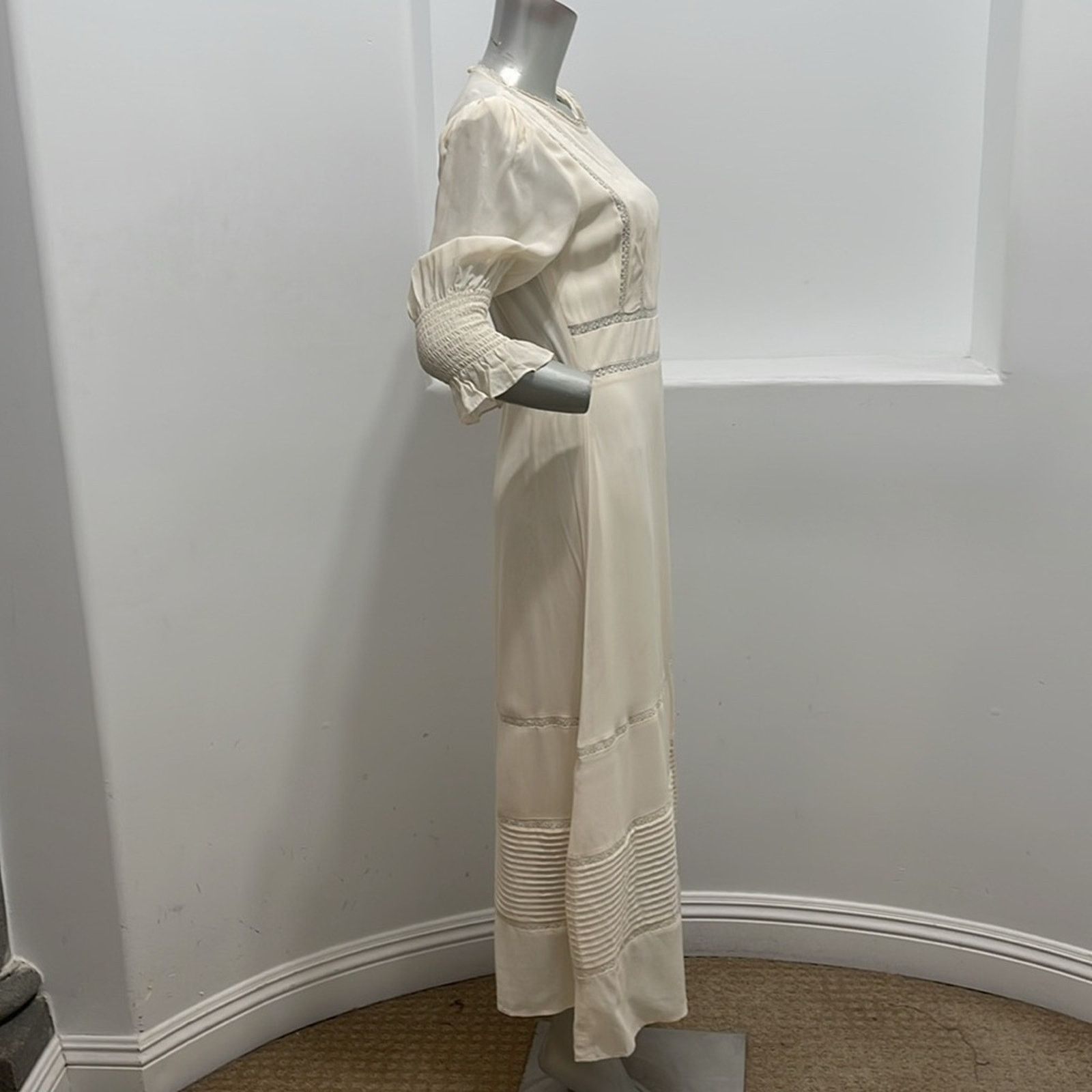 Reformation Reformation Cream Bishop Sleeve A-Line Midi Dress Size 8 Size M / US 6-8 / IT 42-44 - 10 Thumbnail