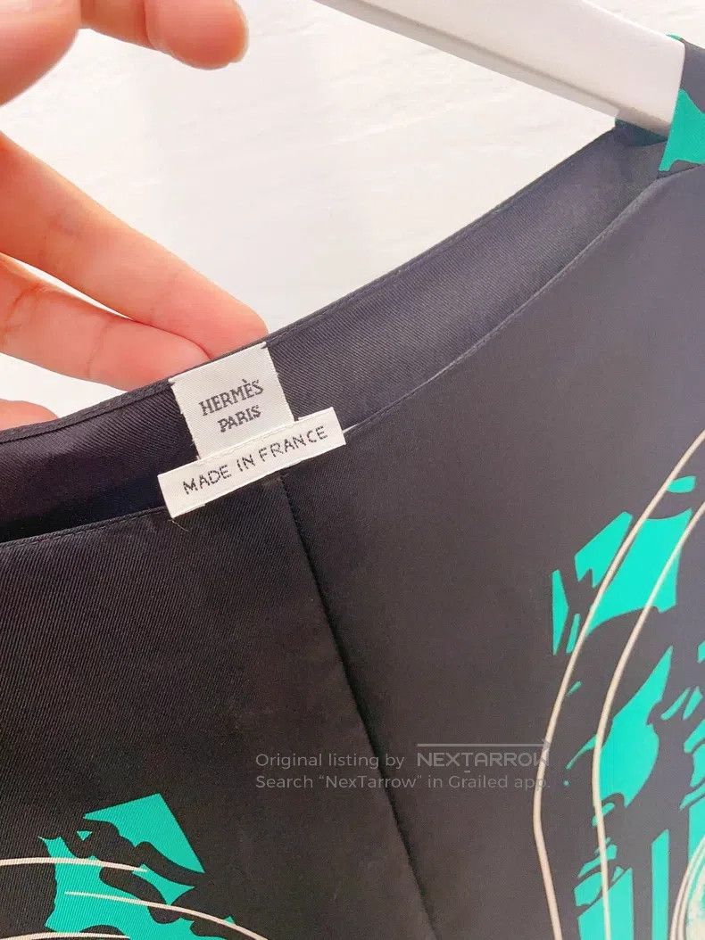 Hermes Hermes Green and black silk sleeveless blouse Size XS / US 0-2 / IT 36-38 - 3 Thumbnail