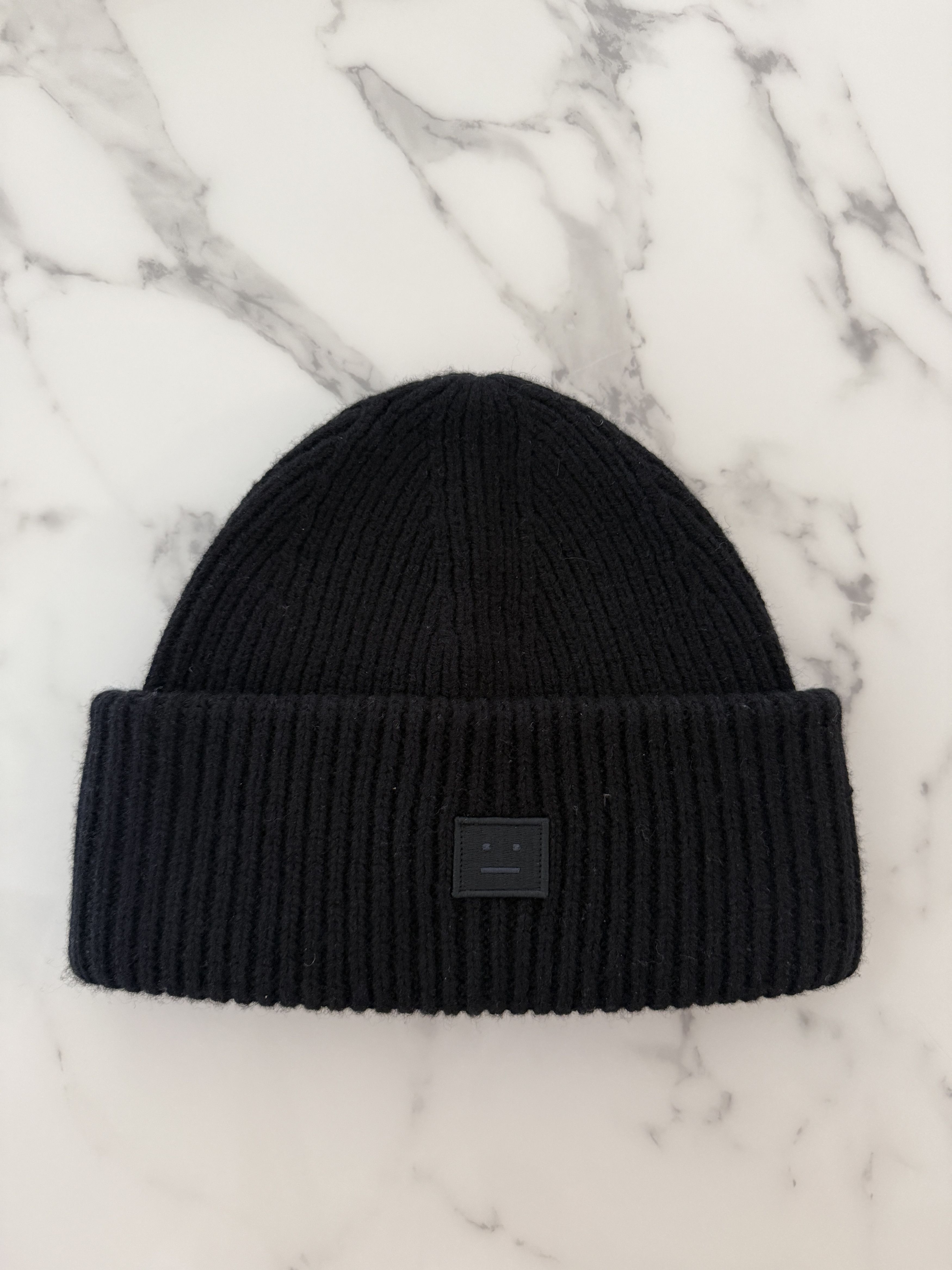Acne Studios Pana Face Patch Wool & Yak Hair Blend Rib Beanie Size ONE SIZE - 1 Thumbnail