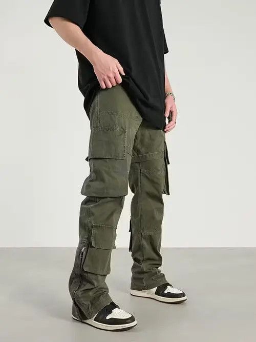 image of Vintage Military Tactical Flared Cargo Pants in Oil Military, Men's (Size 30)