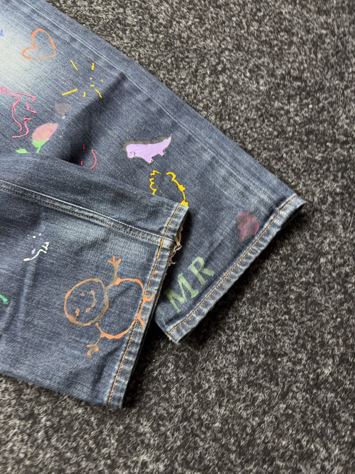 Diesel 00s Diesel Larkee Distressed Punk Custom Painted Y2K Jeans Size US 31 - 4 Thumbnail