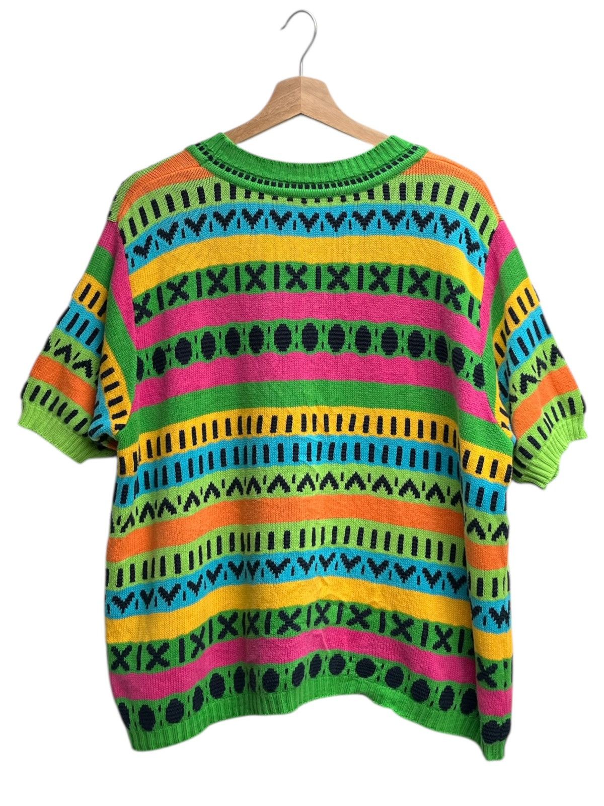 United Colors Of Benetton Colorful Patterned Short Sleeve Knit Sweater/Top Unisex Size US M / EU 48-50 / 2 - 2 Thumbnail