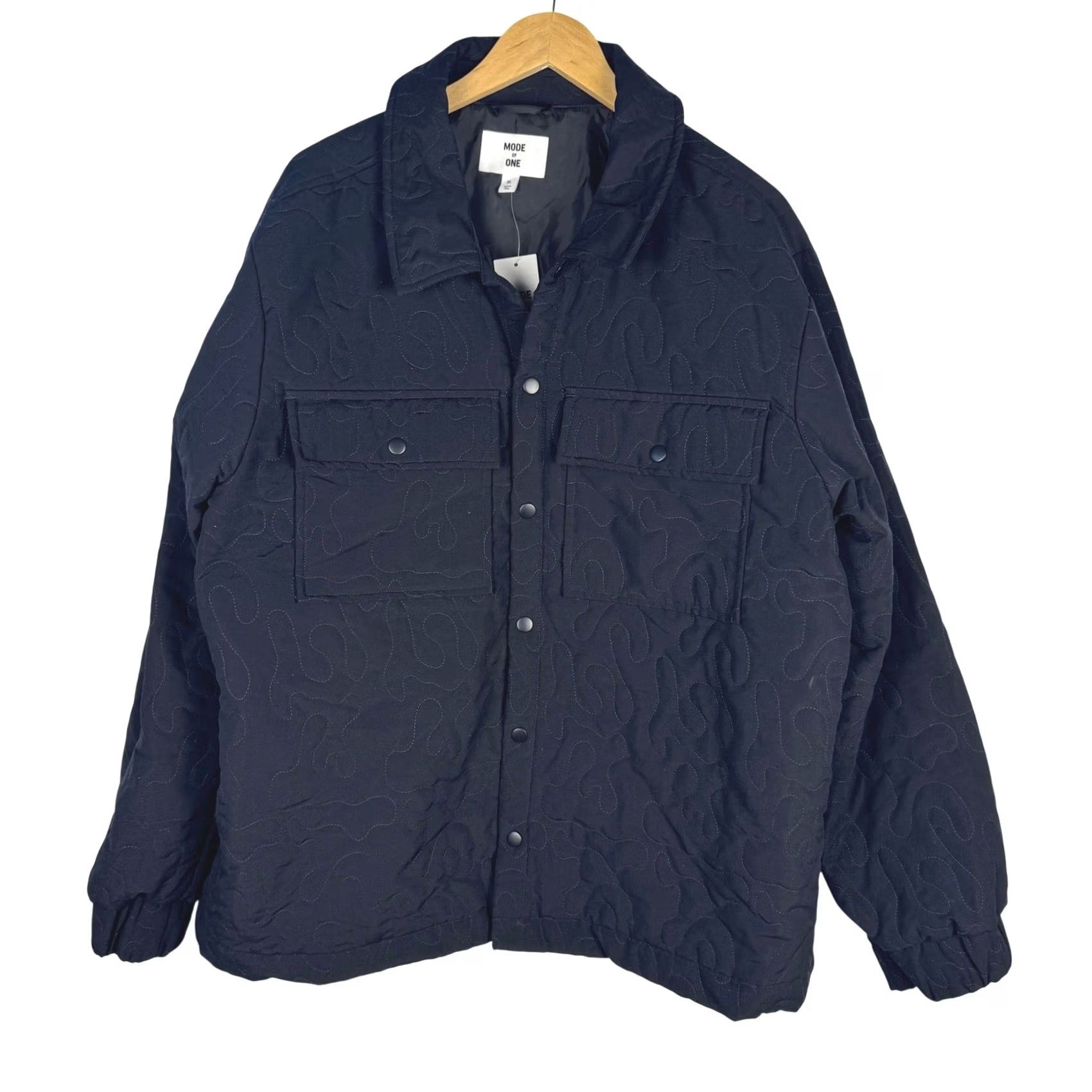 Vintage Mode of One Jacket Quilted Deep Black Snap Front Mens XL Size US XL / EU 56 / 4 - 2 Thumbnail