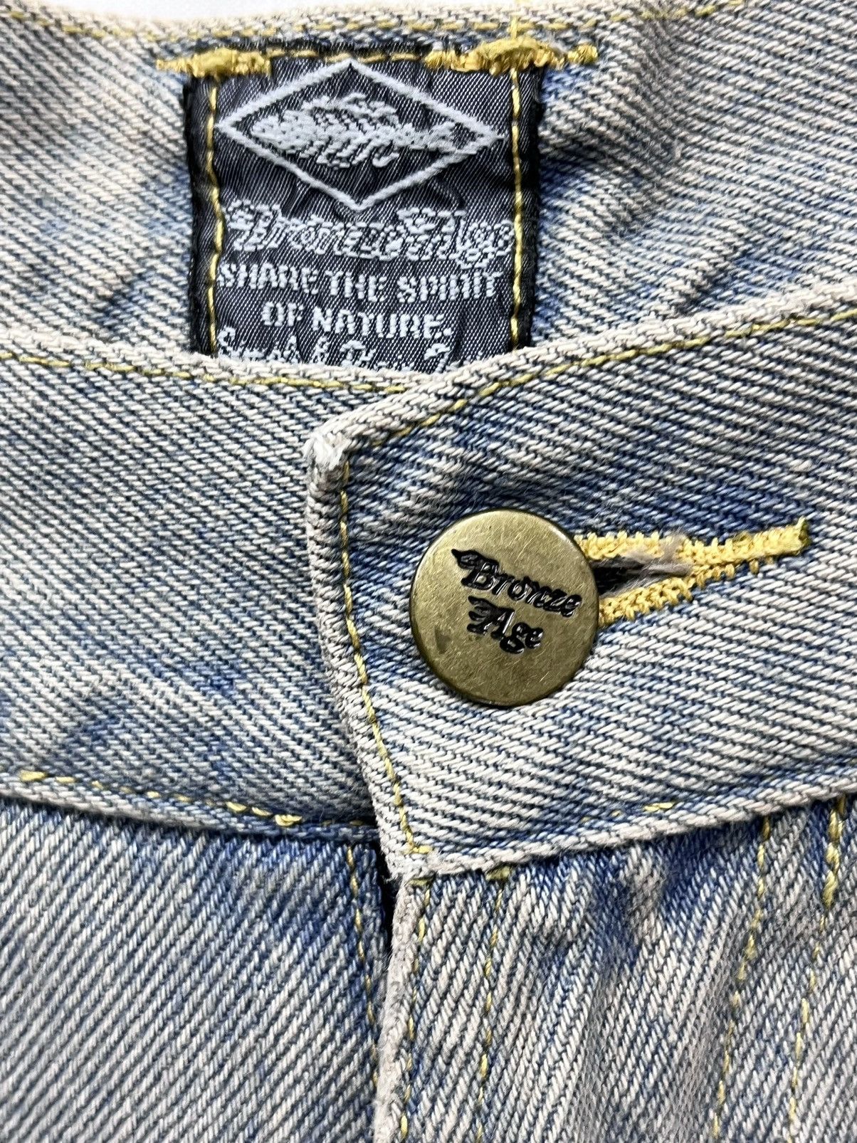 Vintage 🔥Vtg BRONZE AGE Ultra Baggy Mud Wash Sun Faded Skate Denim Size US 29 - 4 Thumbnail