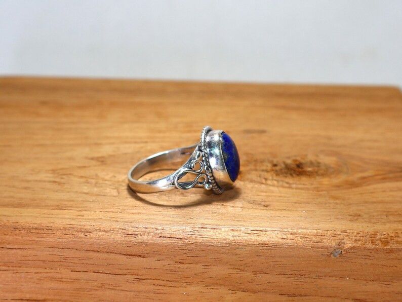 Handmade Lapis lazuli Ring, Sterling Silver Handmade Designer Jewelry Size ONE SIZE - 5 Thumbnail