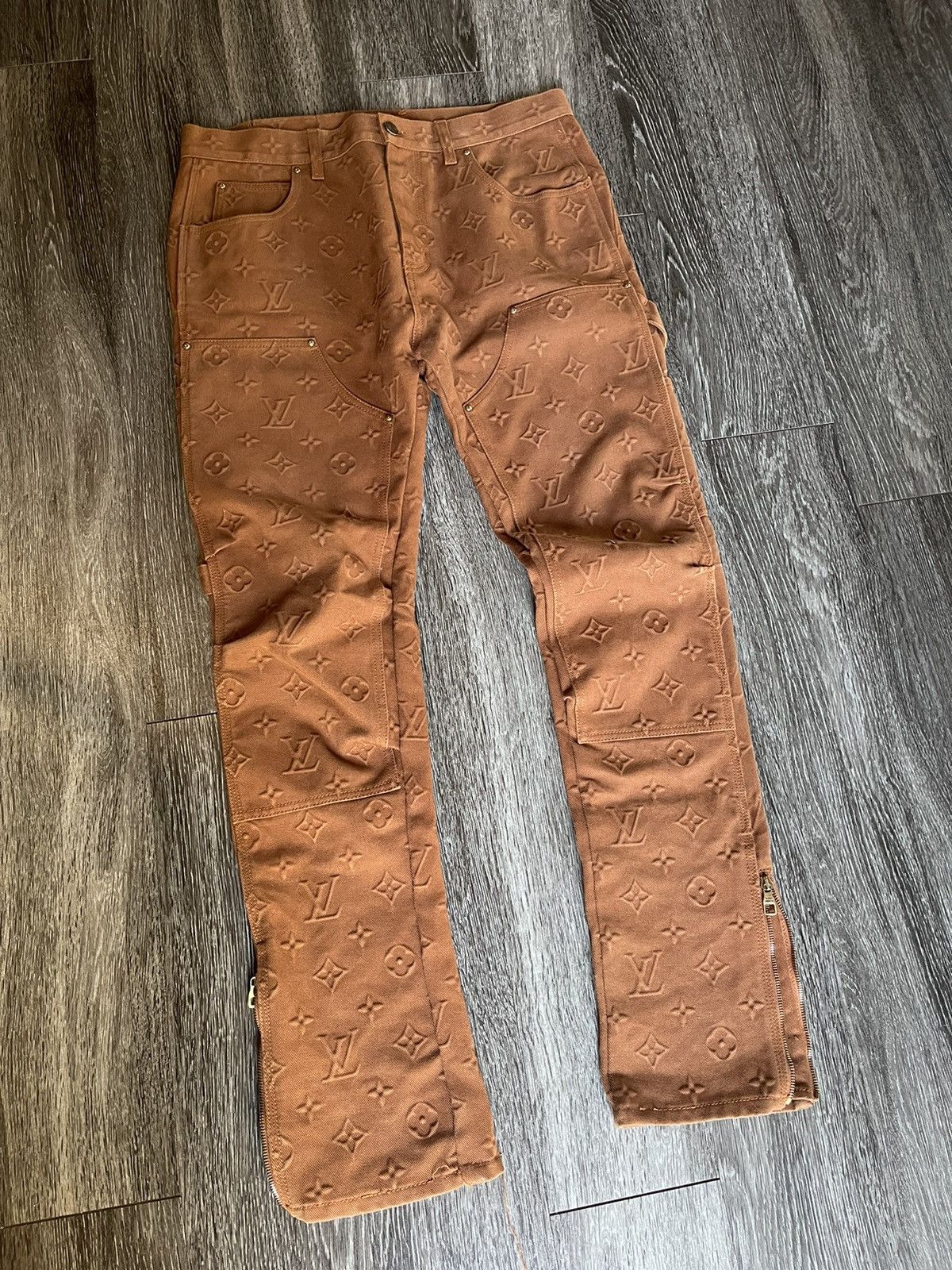 Louis Vuitton Monogram Brown Khaki Double Knee Pants