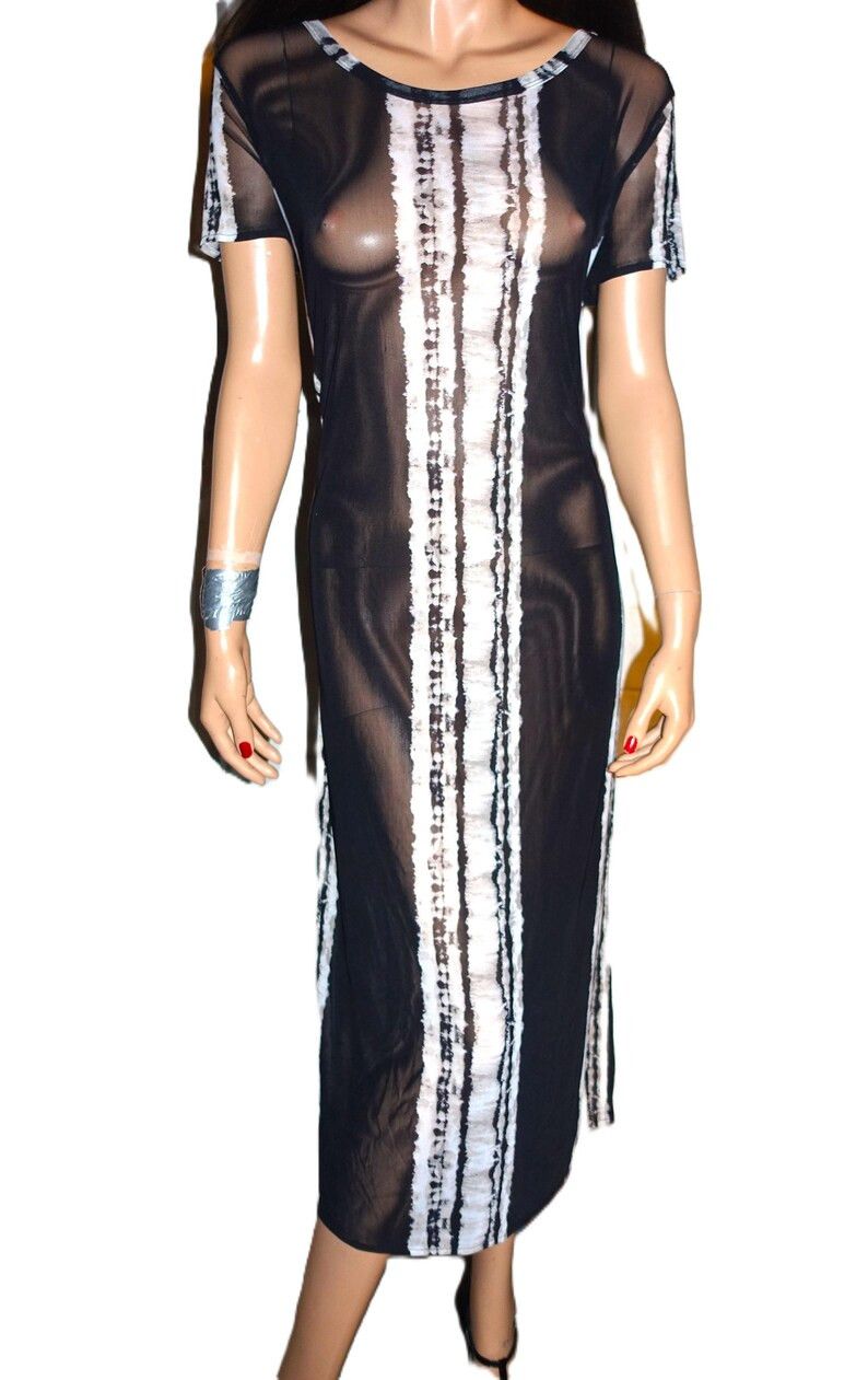 Other Cha Cha Vente Black Gray Sheer High Slit Dress S Size S / US 4 / IT 40 - 7 Thumbnail