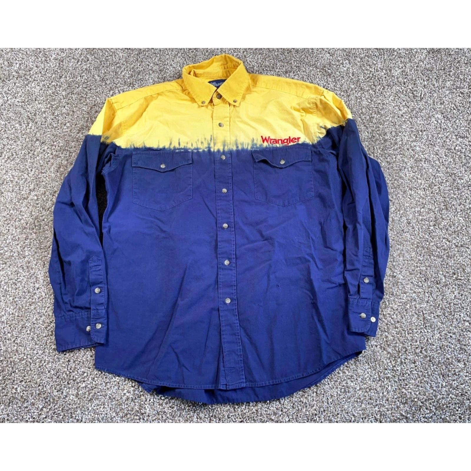 Wrangler VINTAGE Wrangler Western Shirt Adult XL Blue Yellow Striped Tie Dye Embroidered Mens Size US XL / EU 56 / 4 - 2 Thumbnail