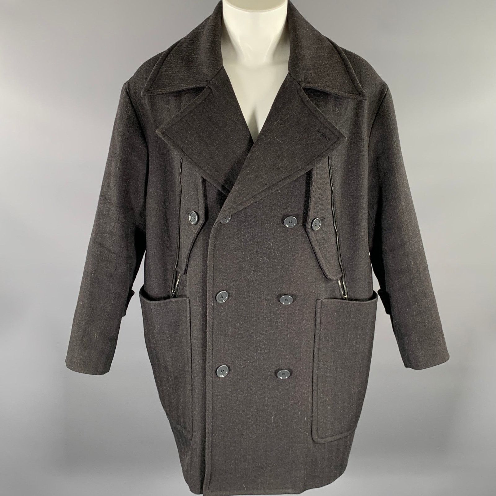 Golden Goose GOLDEN GOOSE Size S Black Herringbone Wool Mohair Peacoat Size US S / EU 44-46 / 1 - 1 Thumbnail
