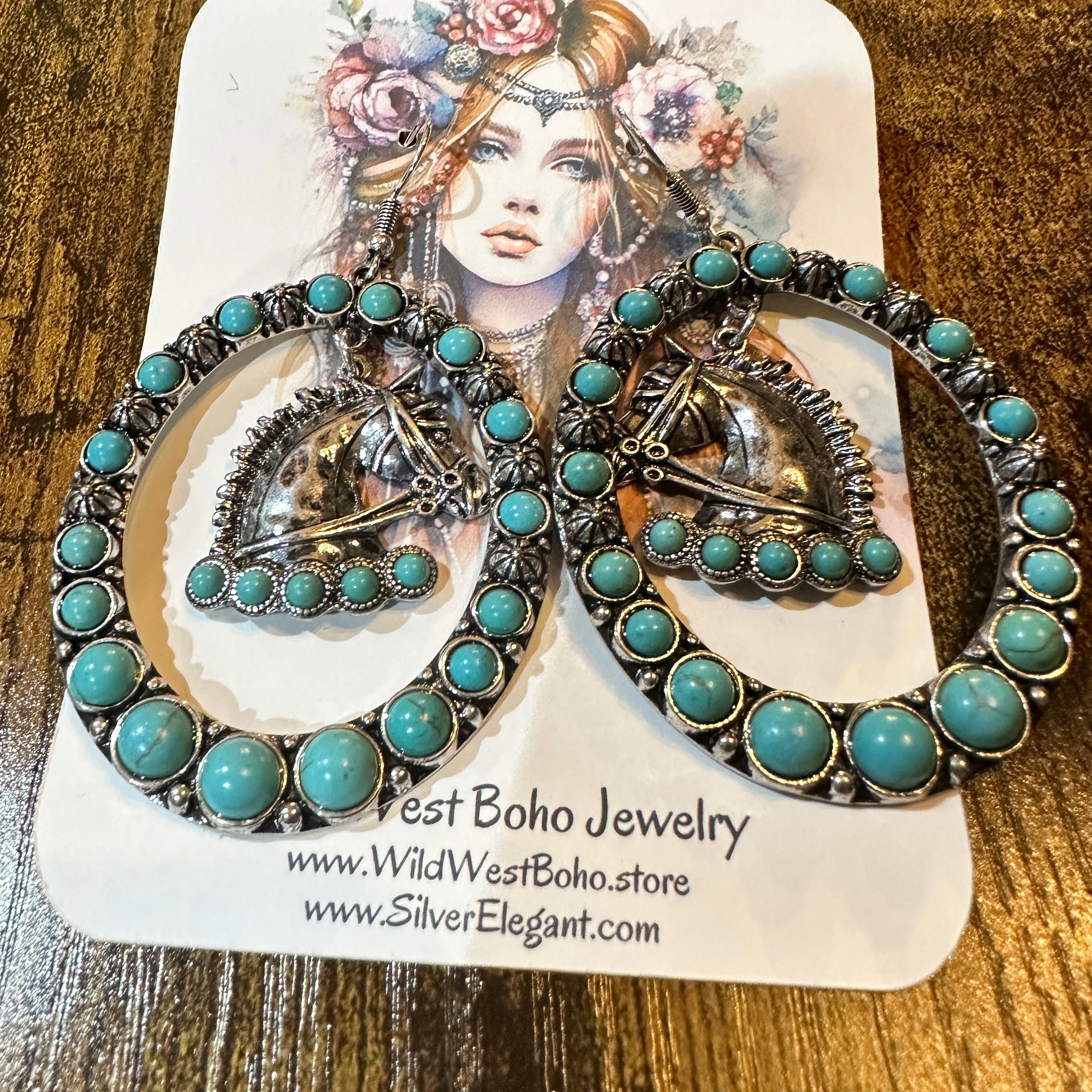 Other Boho Vibrant Turquoise Horse Estuarian Charm Statement Earr Size ONE SIZE - 2 Thumbnail