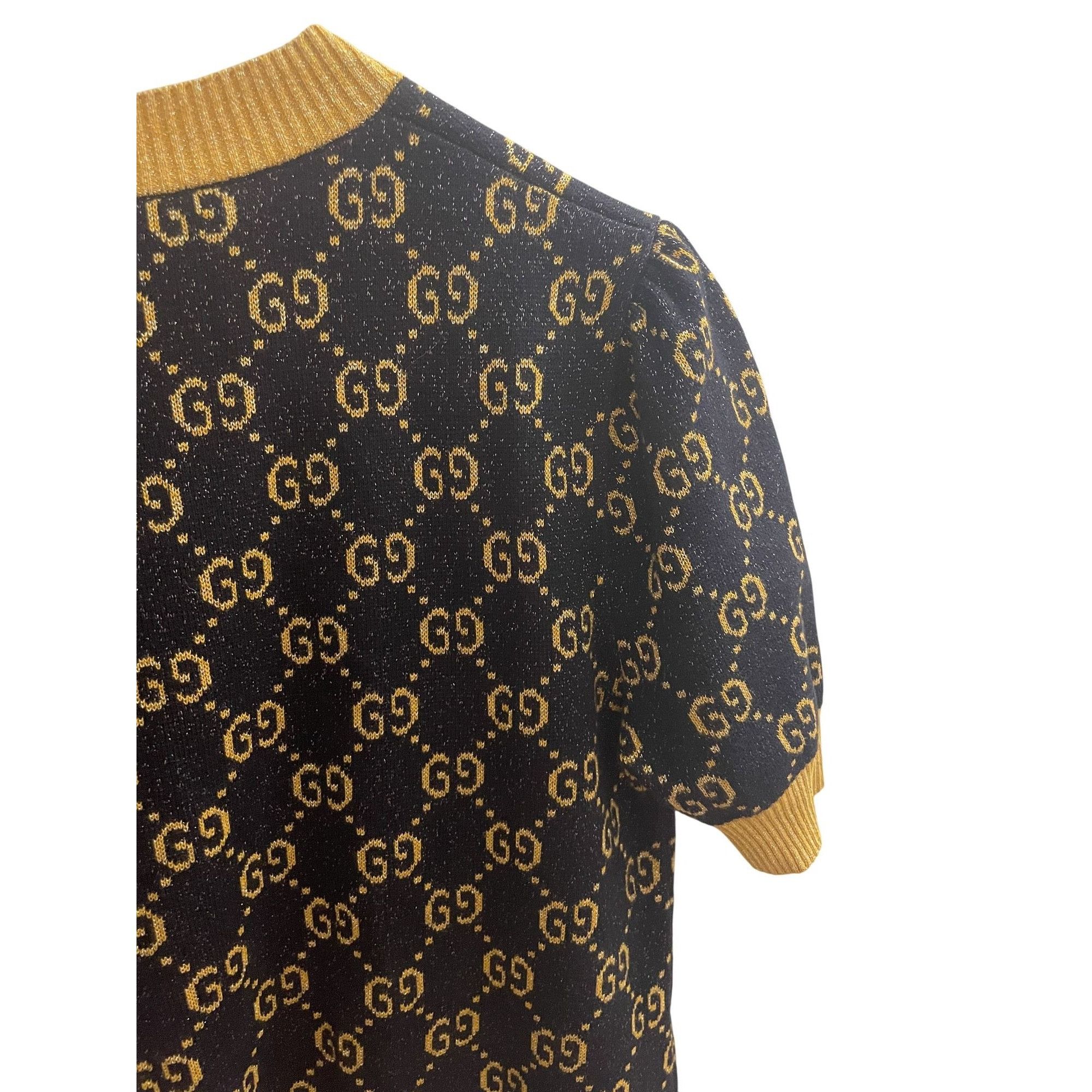 Gucci Gucci Womens Black & Gold GG Monogram Knit Short-Sleeve Dres Size S / US 4 / IT 40 - 5 Thumbnail